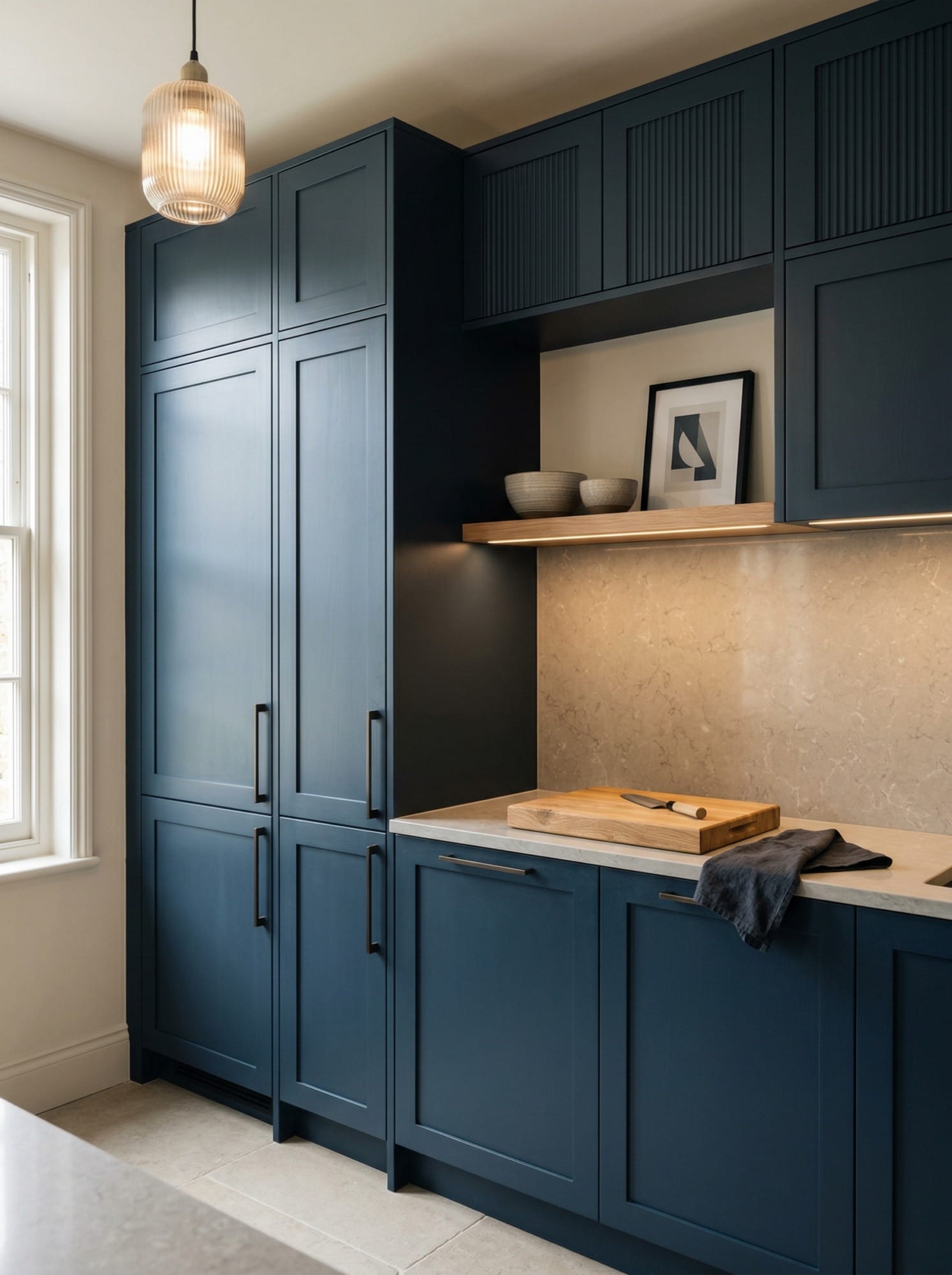 portrait1_600x800-109 Full-height bespoke kitchen cabinetry by Mastercraft, matt painted handleless slab cabinetry