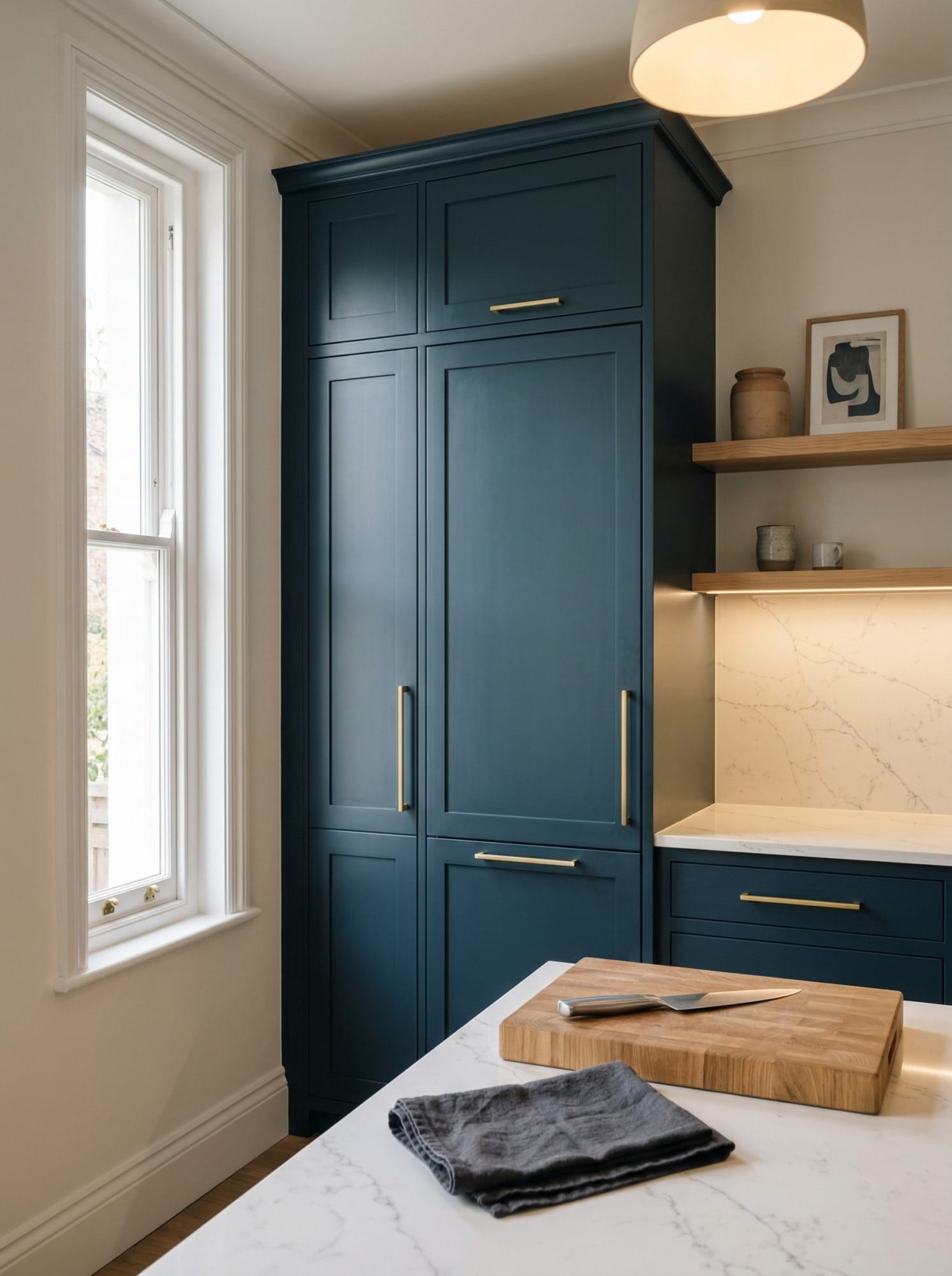 Full-height bespoke kitchen cabinetry by Mastercraft, contemporary in-frame cabinetry