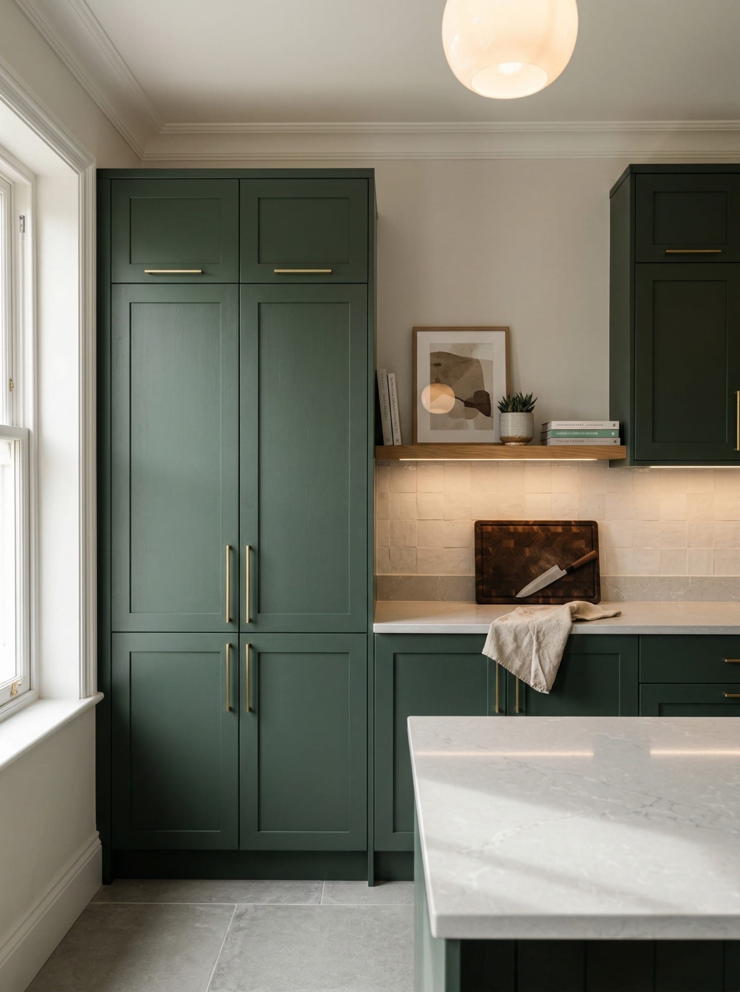 portrait1_600x800-25 Tall view of full-height bespoke kitchen cabinetry, modern shaker cabinetry