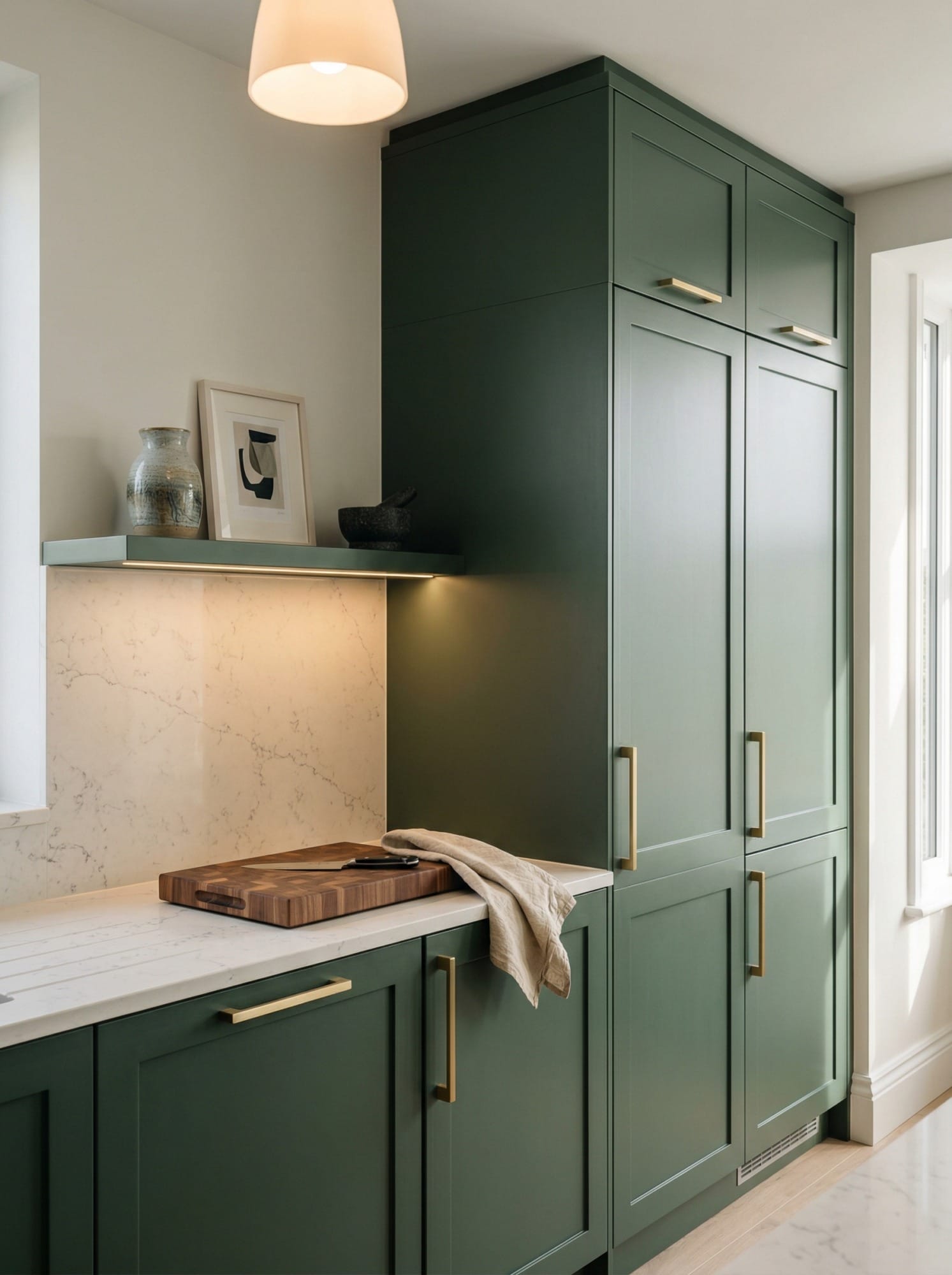 portrait1_600x800-3 Tall view of full-height bespoke kitchen cabinetry, modern shaker cabinetry