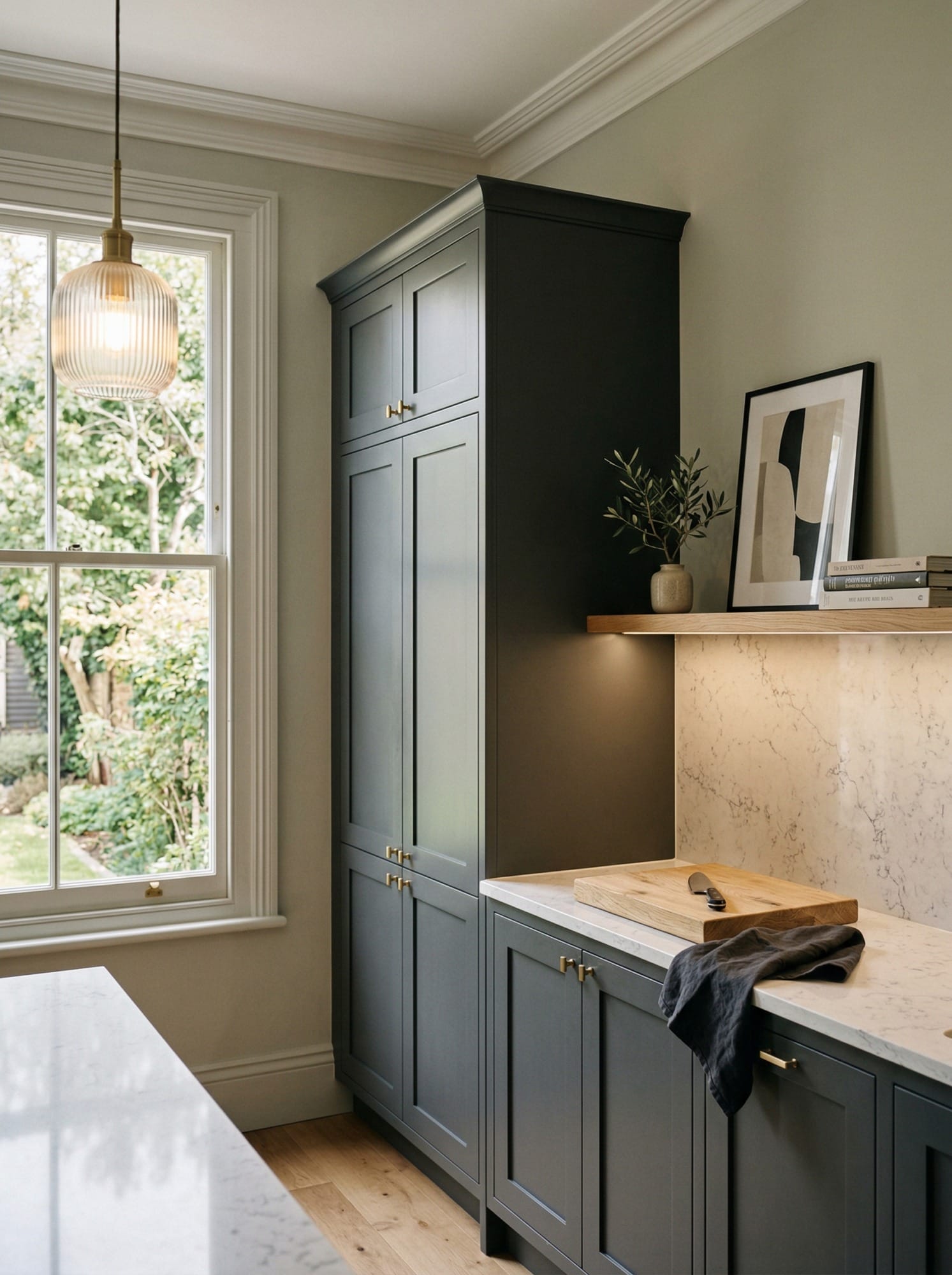 portrait1_600x800-32 Tall view of full-height bespoke kitchen cabinetry, contemporary painted lay-on cabinetry