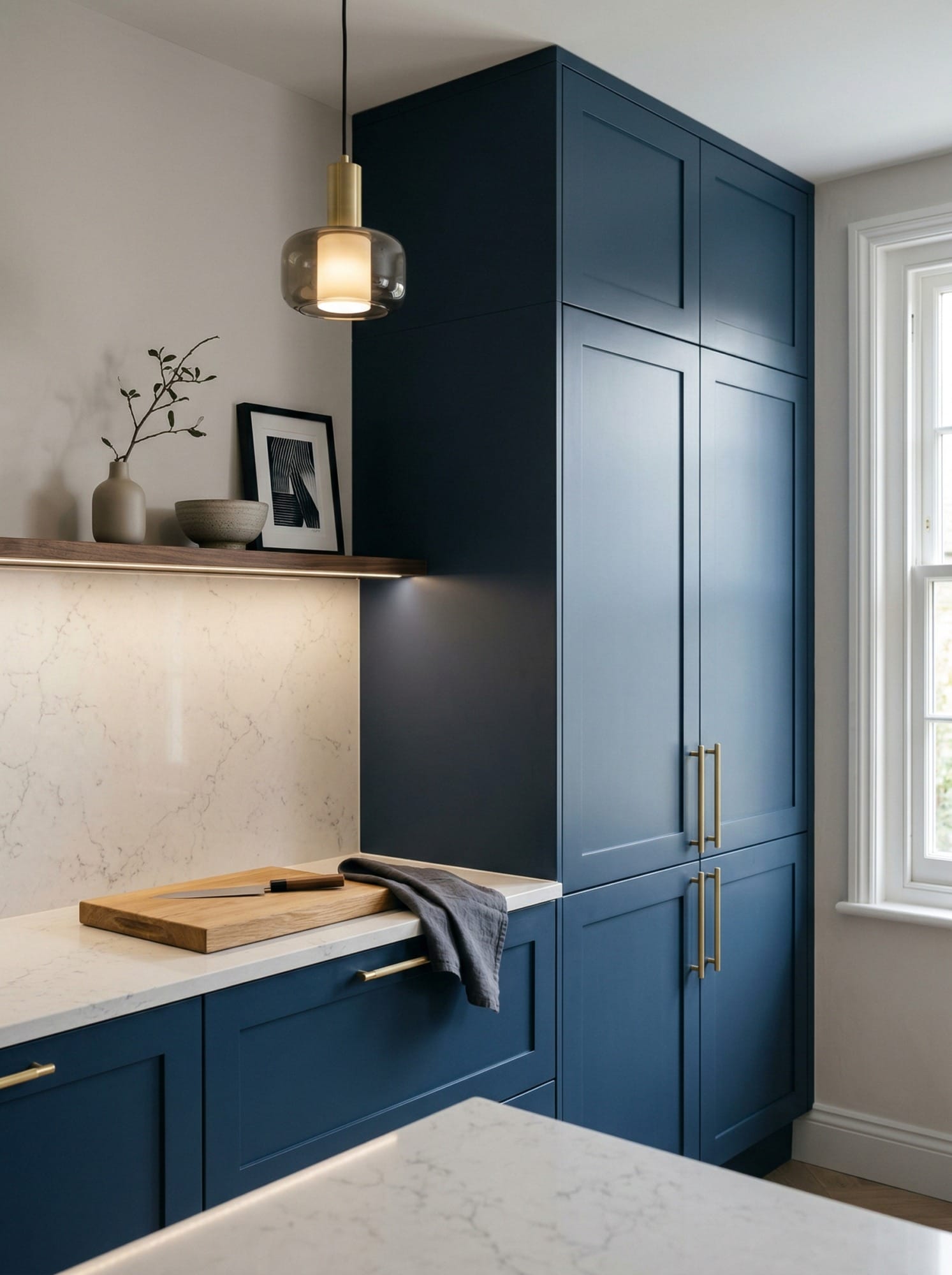 portrait1_600x800-39 Tall view of full-height bespoke kitchen cabinetry, contemporary painted lay-on cabinetry