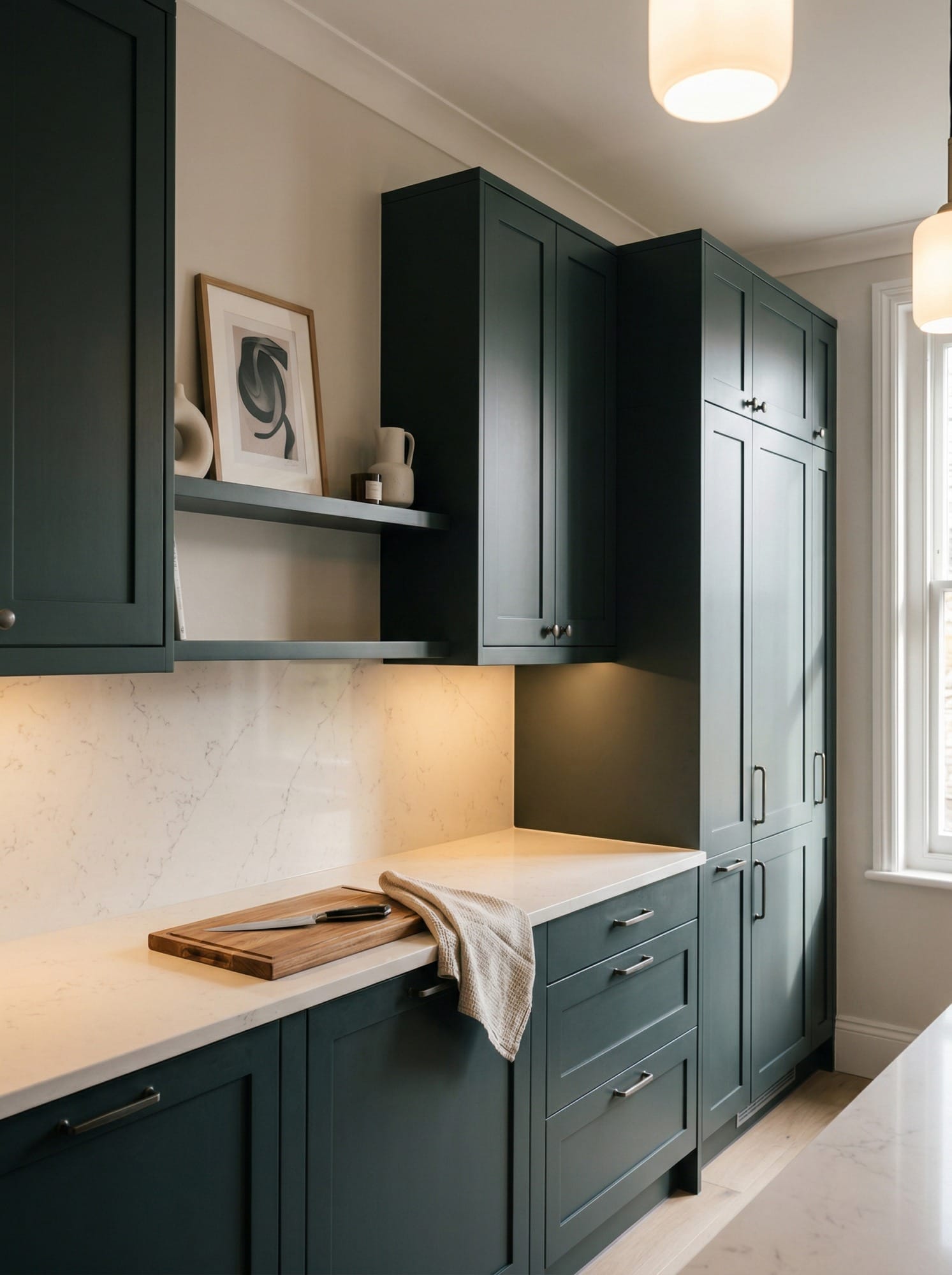 portrait1_600x800-44 Tall view of full-height bespoke kitchen cabinetry, contemporary painted lay-on cabinetry