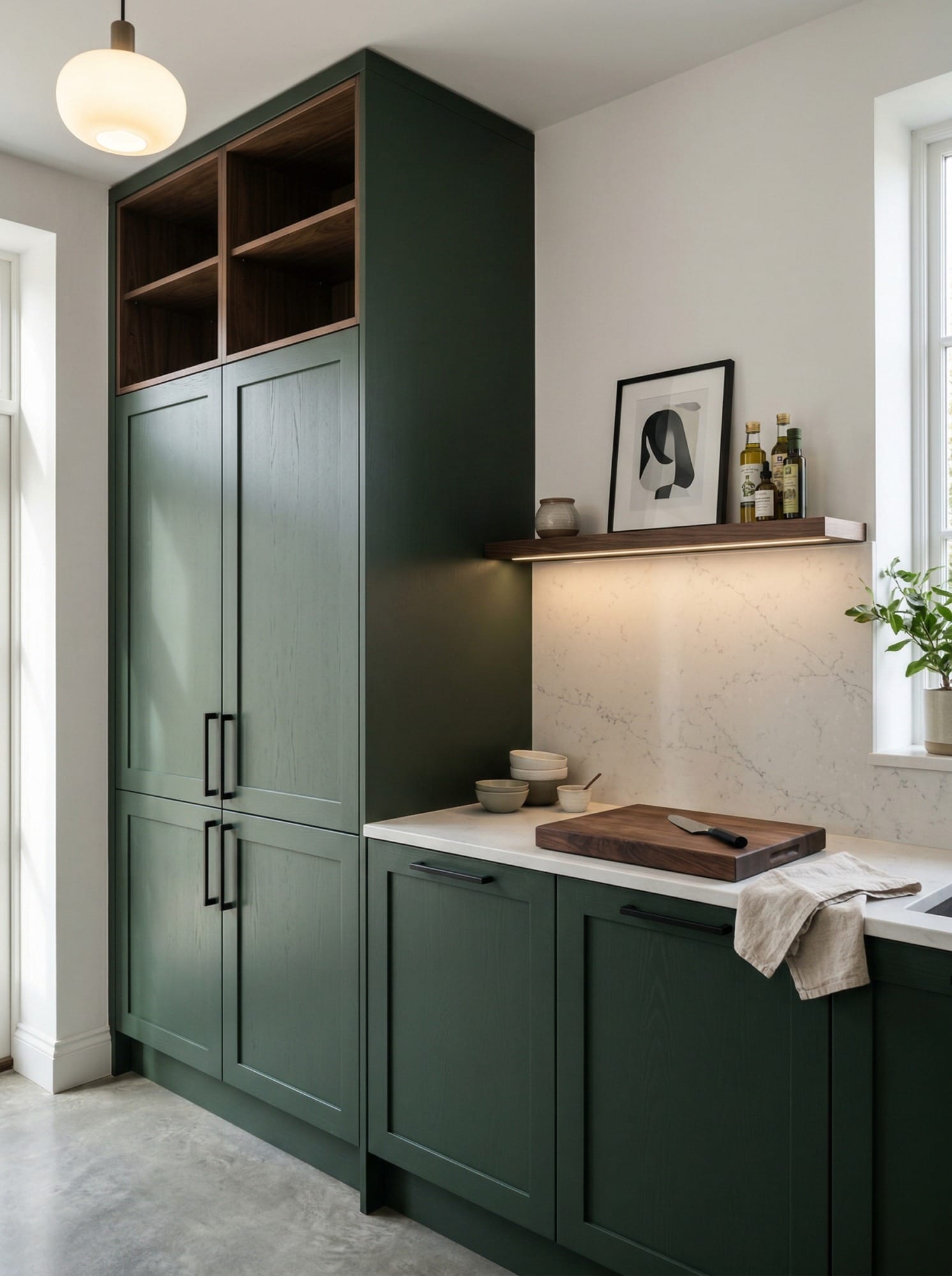 portrait1_600x800-46 Tall view of full-height bespoke kitchen cabinetry, timber veneer slab-door cabinetry