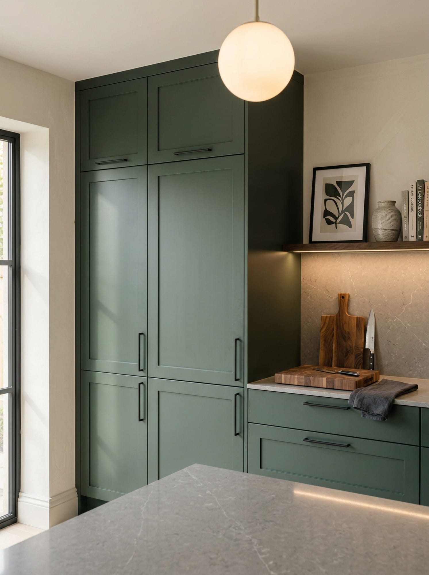 portrait1_600x800-47 Tall view of full-height bespoke kitchen cabinetry, timber veneer slab-door cabinetry