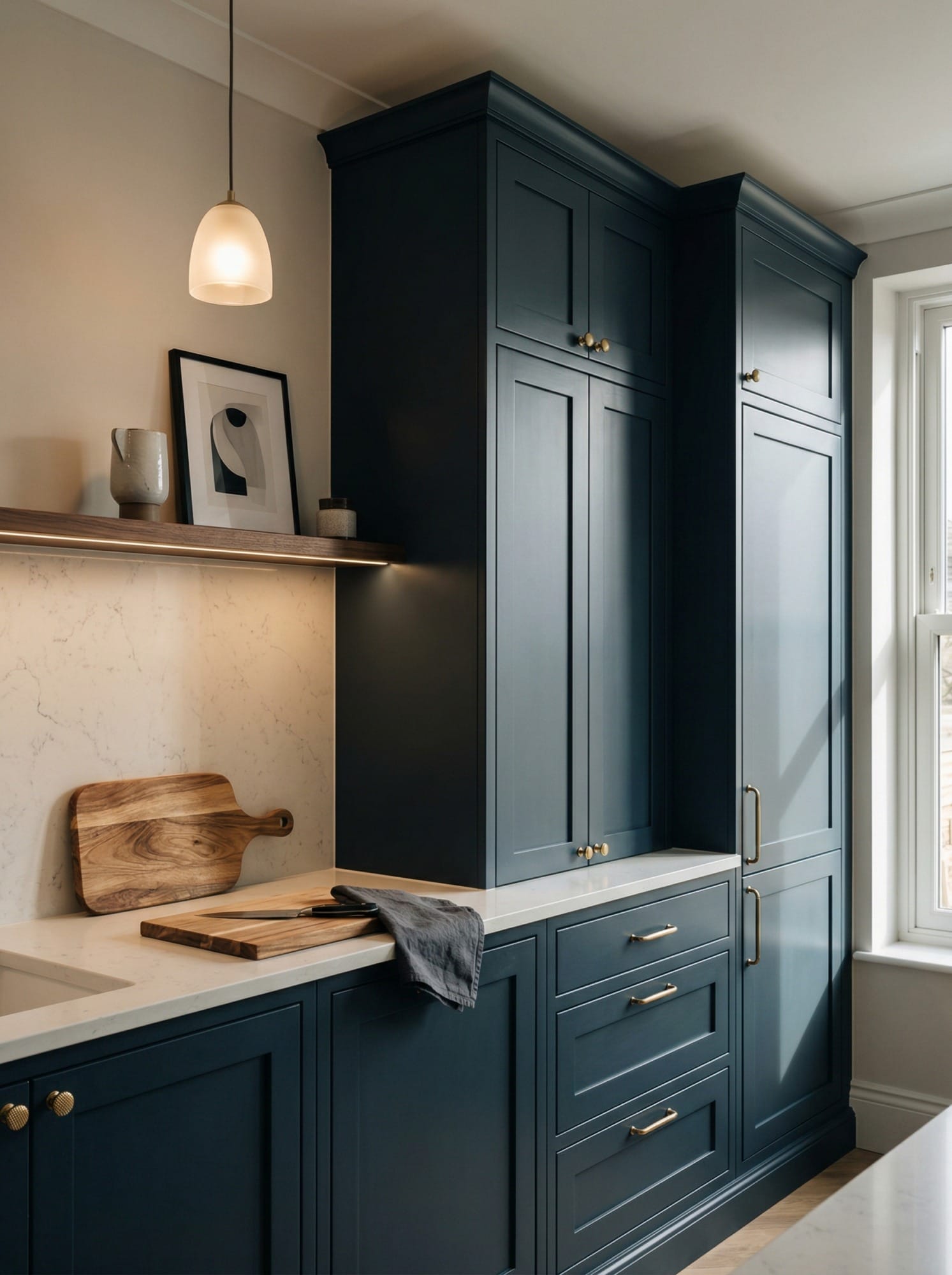 Full-height bespoke kitchen cabinetry by Mastercraft, modern shaker cabinetry