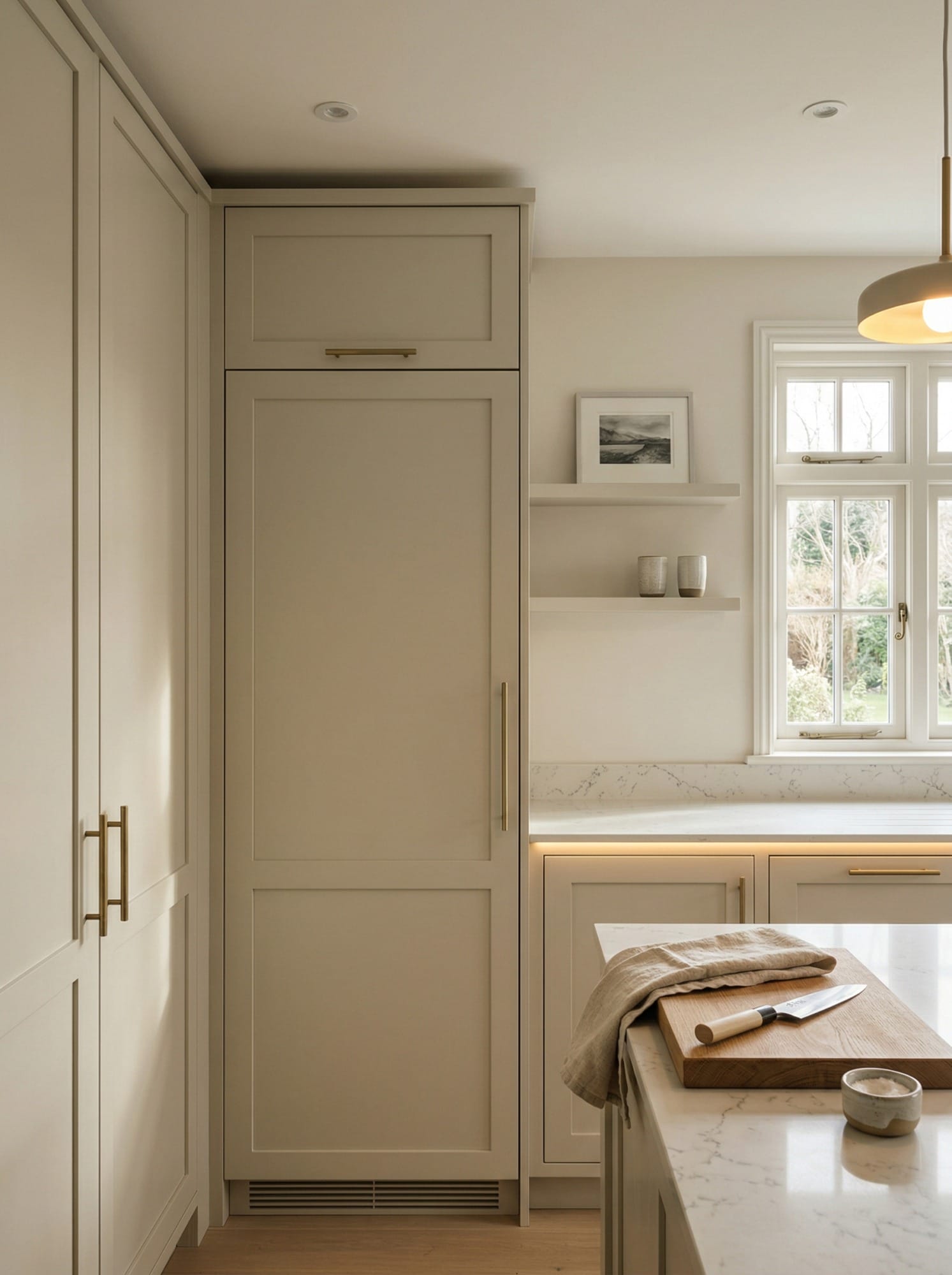 Full-height bespoke kitchen cabinetry by Mastercraft, modern shaker cabinetry