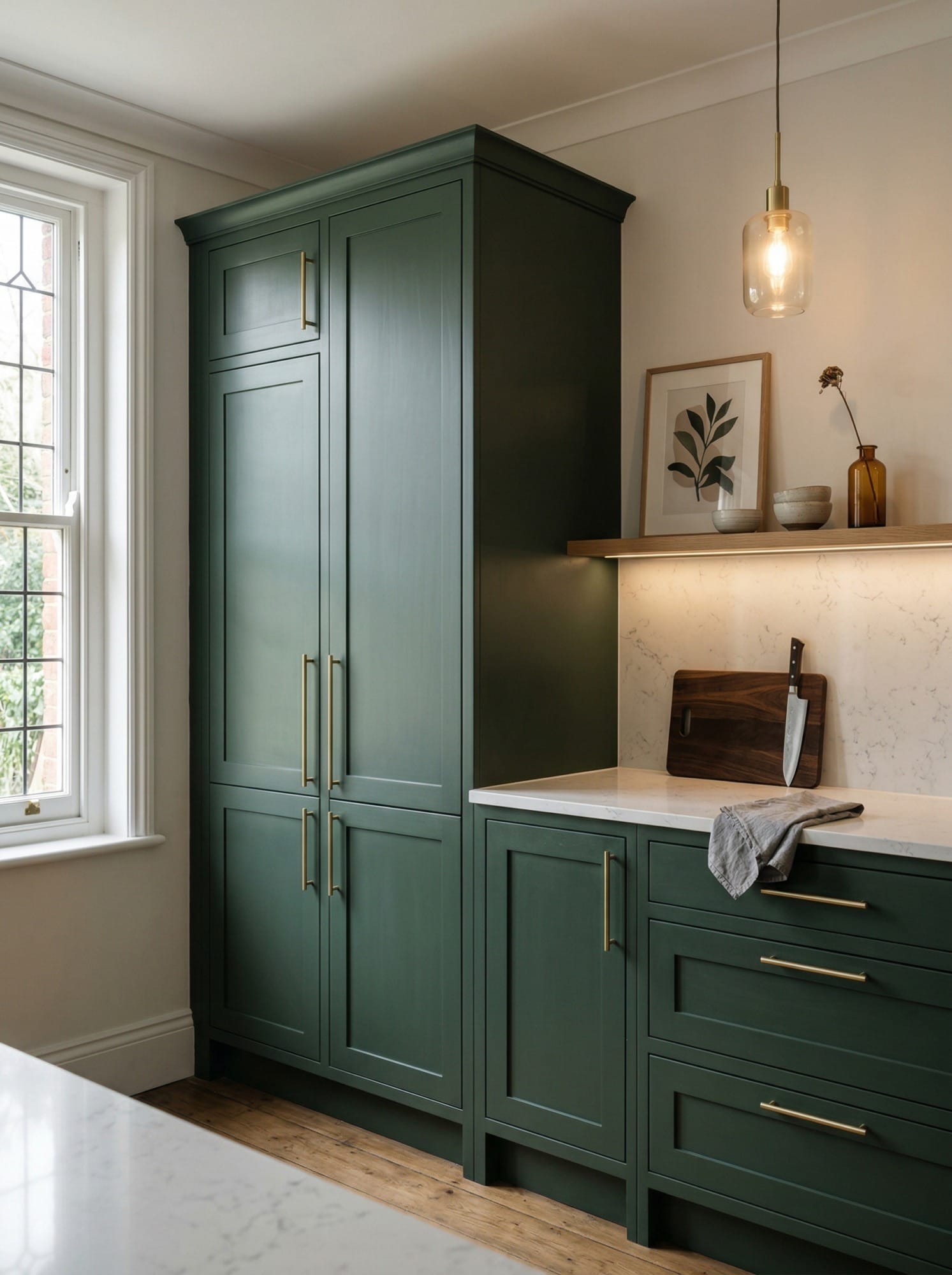 Full-height bespoke kitchen cabinetry by Mastercraft, modern shaker cabinetry