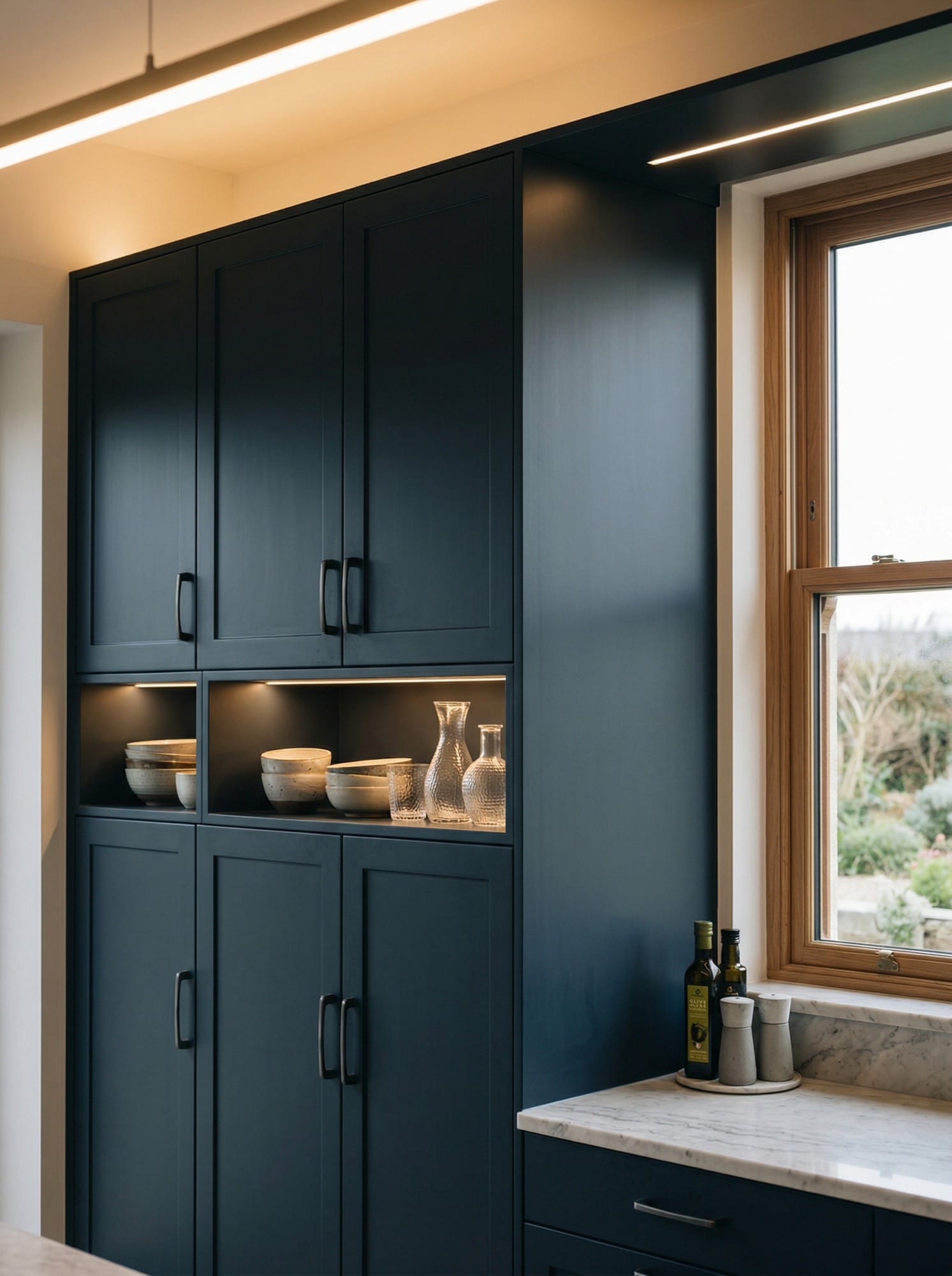 Bespoke kitchen installation, full-height cabinetry and considered storage design