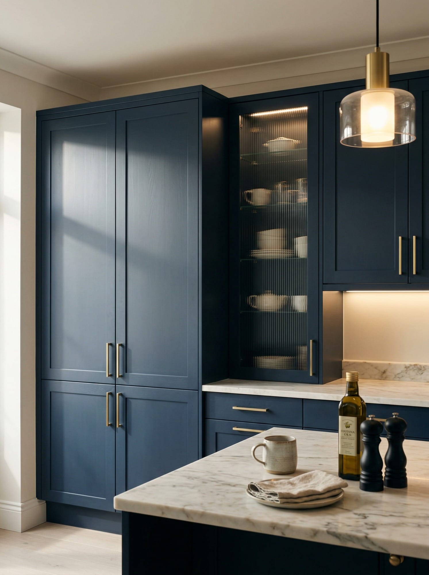 Bespoke kitchen installation, full-height cabinetry and considered storage design