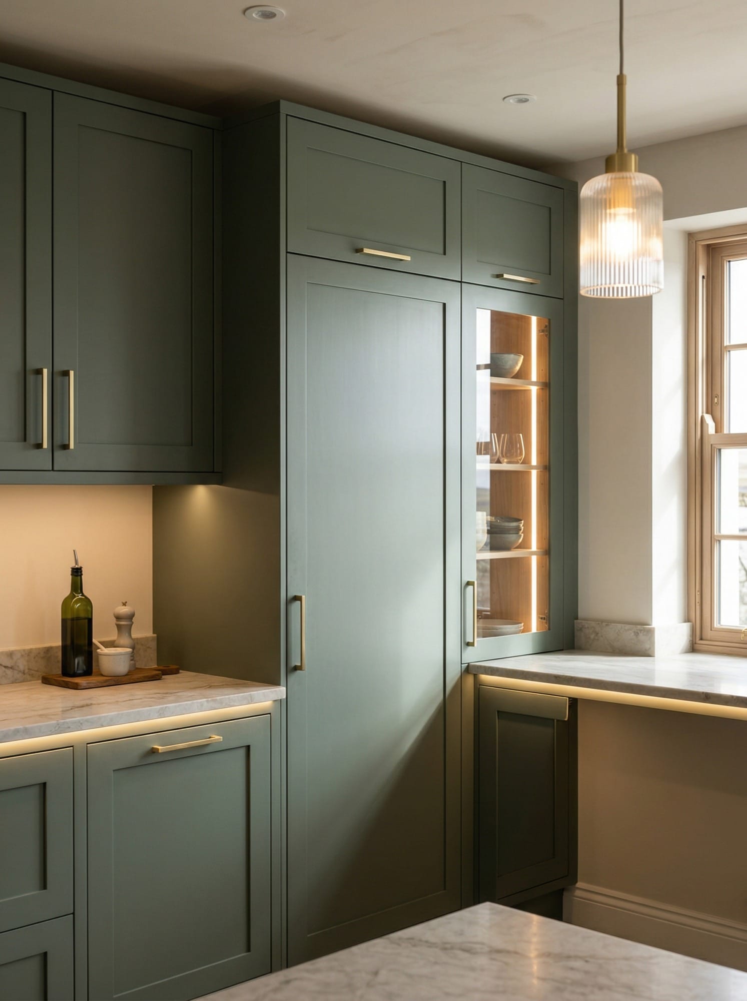 Bespoke kitchen installation, full-height cabinetry and considered storage design