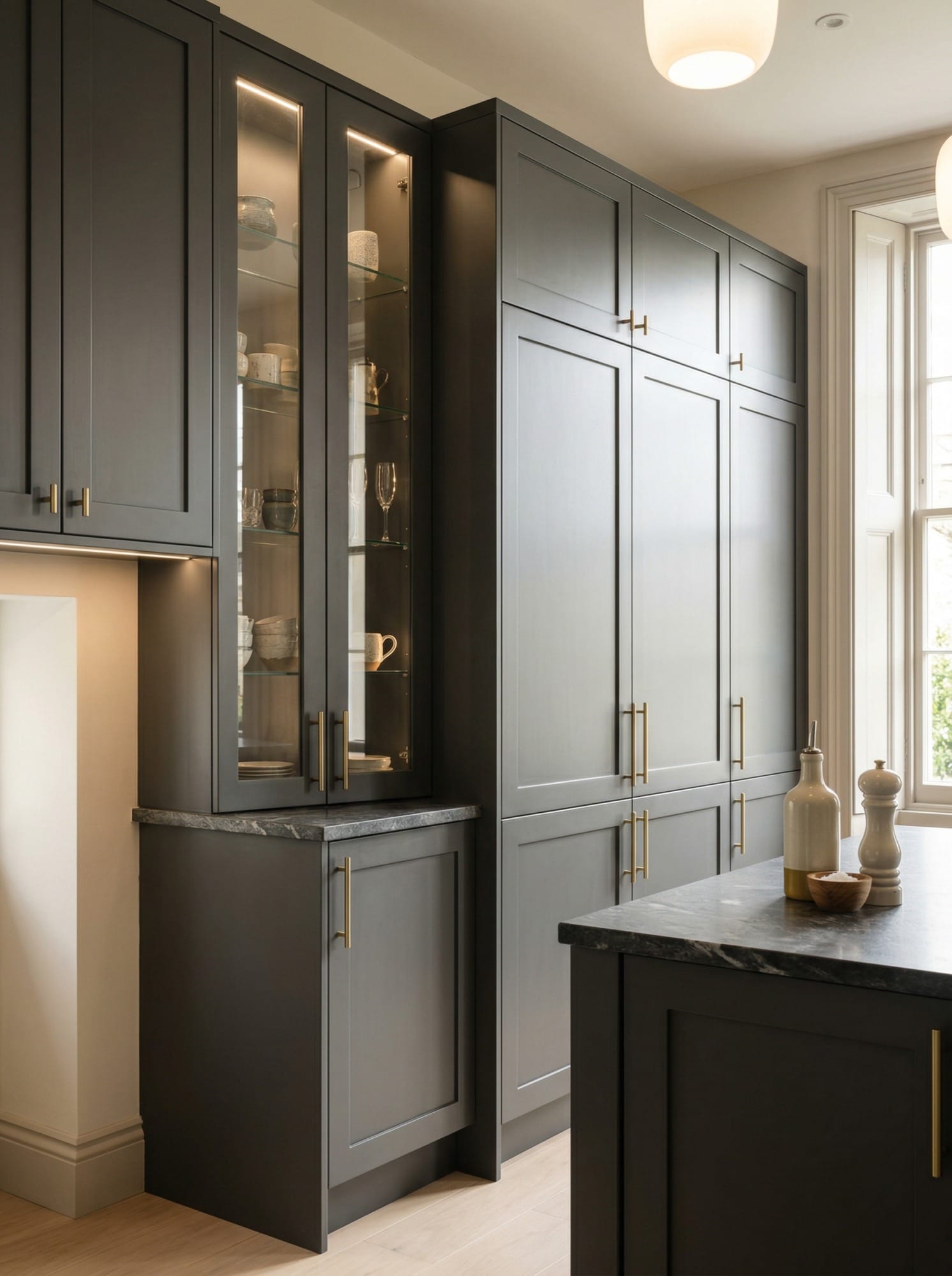 Bespoke kitchen installation, full-height cabinetry and considered storage design