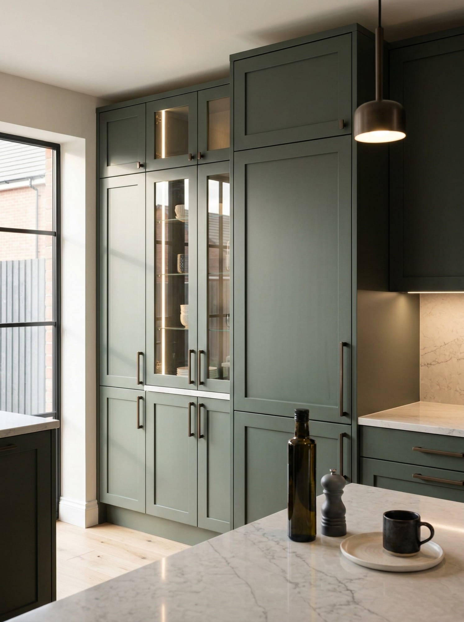 Bespoke kitchen installation, full-height cabinetry and considered storage design