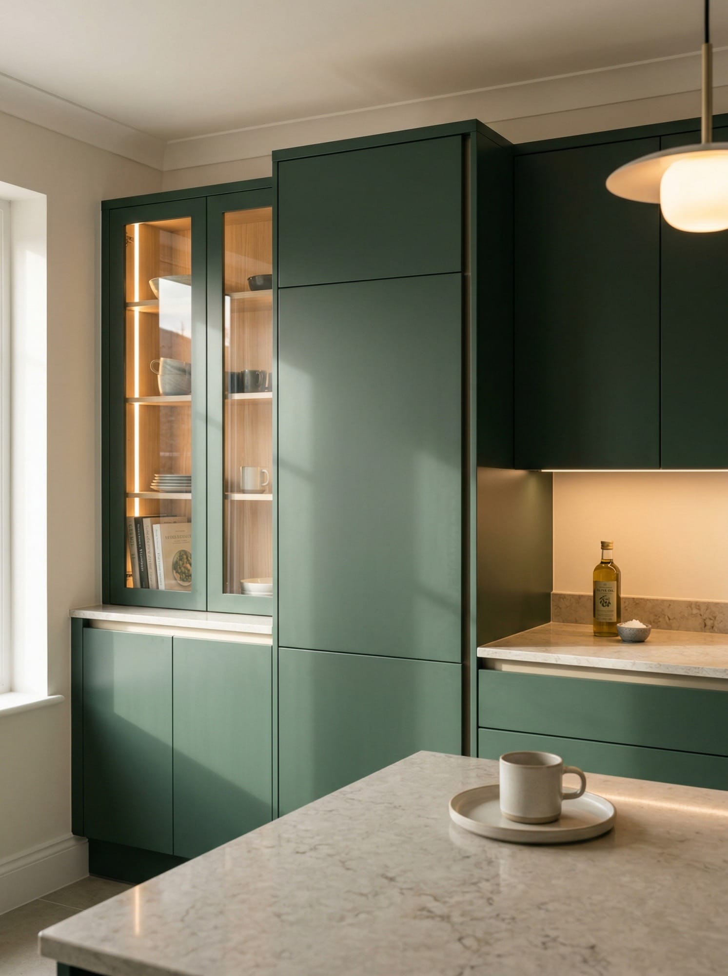 Bespoke kitchen installation, full-height cabinetry and considered storage design