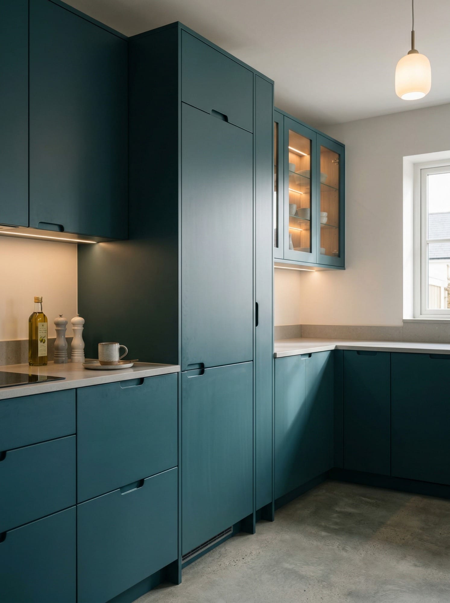 Bespoke kitchen installation, full-height cabinetry and considered storage design