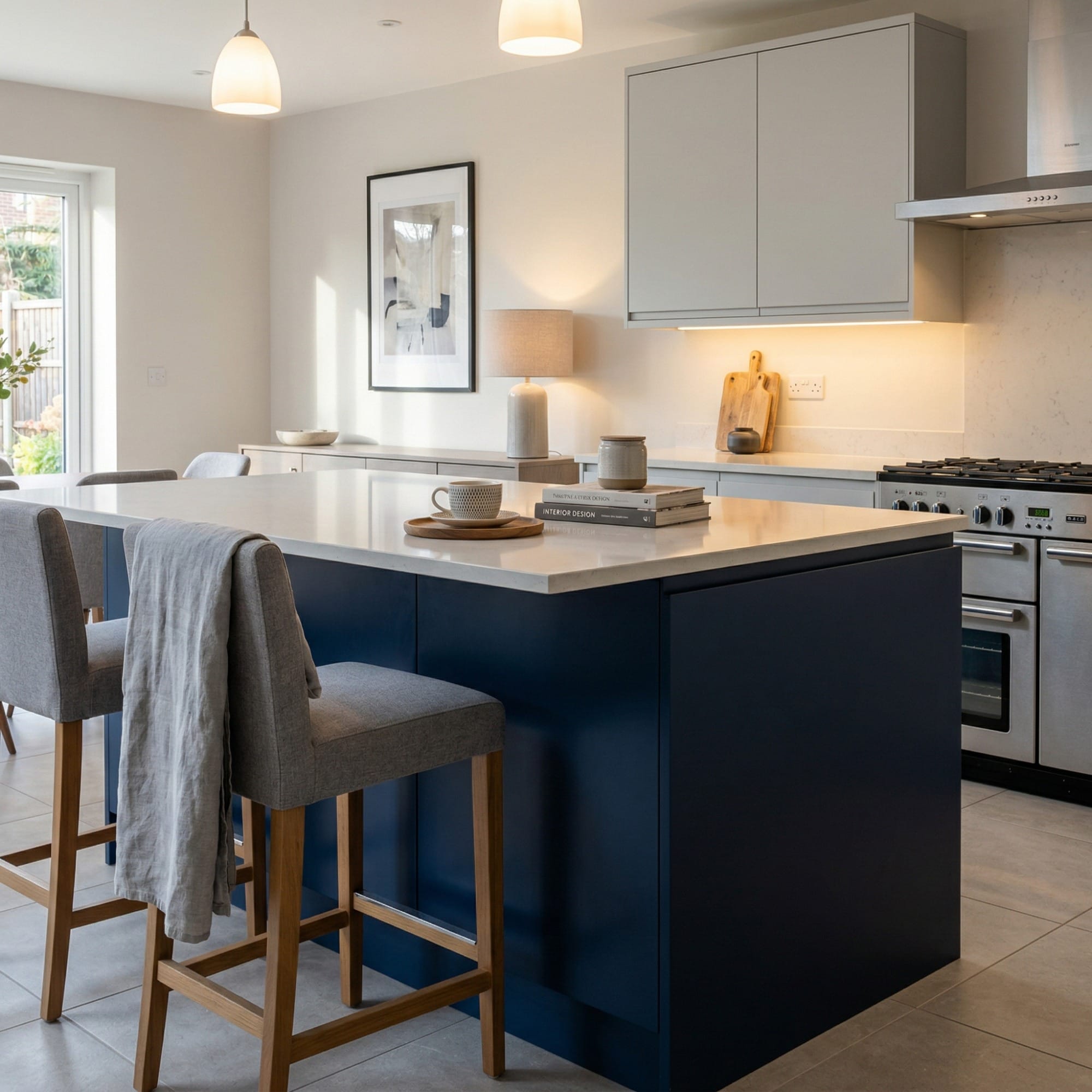 Kitchen island detail, modern shaker cabinetry with quality joinery by Mastercraft