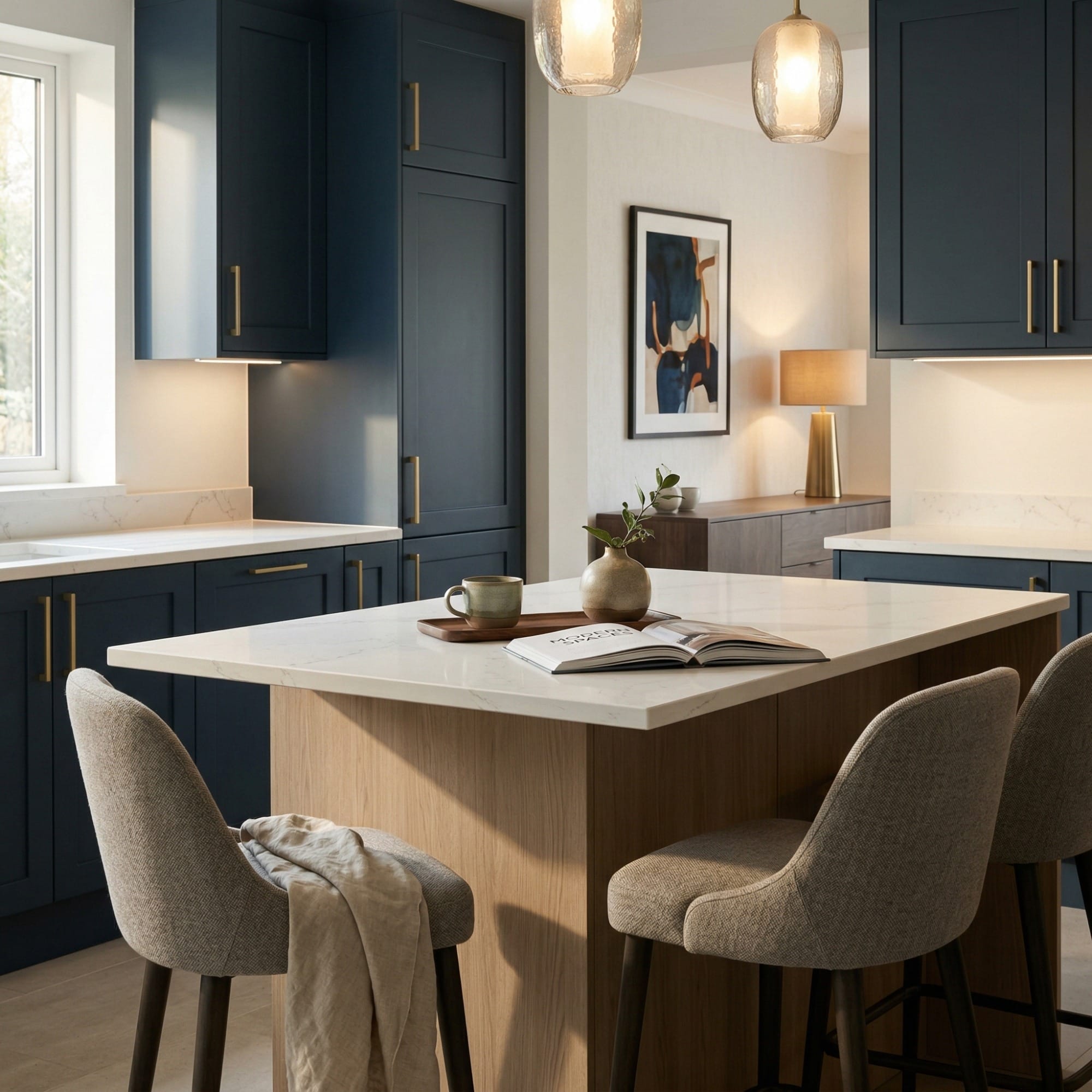 square1_800x800-114 Kitchen island detail, contemporary painted lay-on cabinetry with quality joinery by Mastercraft