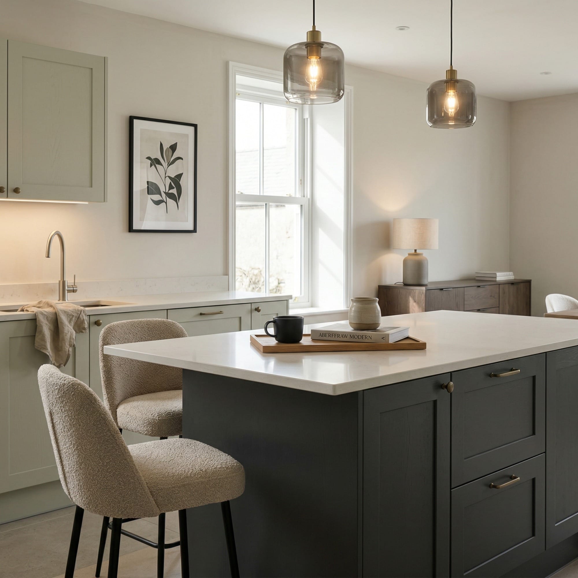 square1_800x800-13 Bespoke kitchen island detail, contemporary painted lay-on cabinetry with quality joinery