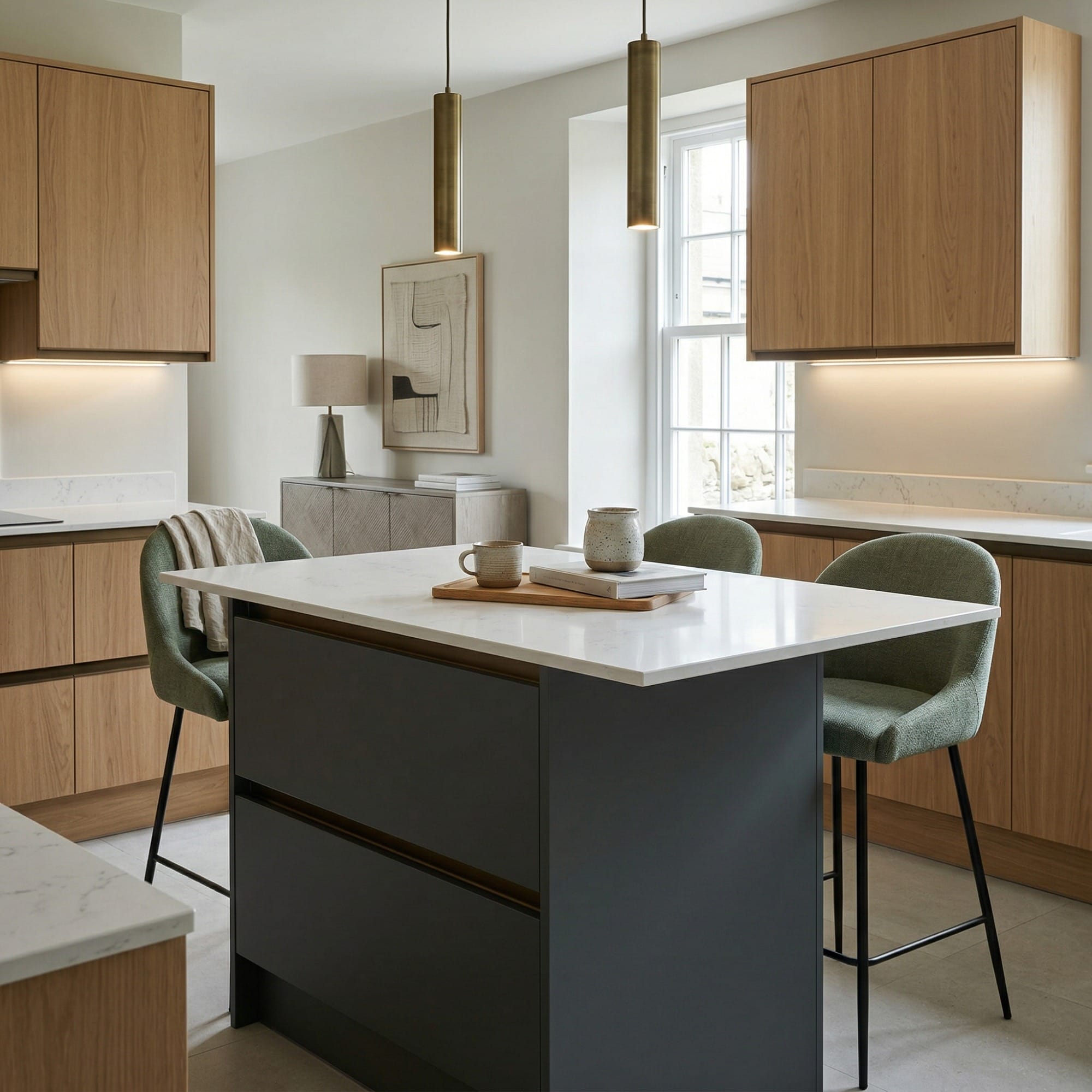 square1_800x800-14 Bespoke kitchen island detail, contemporary painted lay-on cabinetry with quality joinery