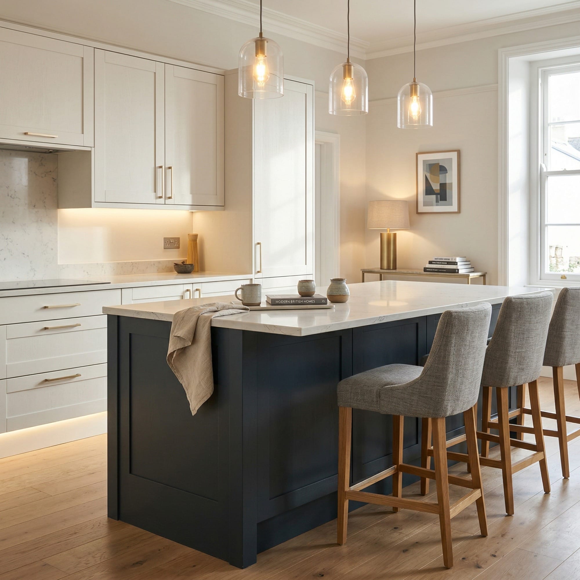 square1_800x800-22 Bespoke kitchen island detail, modern shaker cabinetry with quality joinery