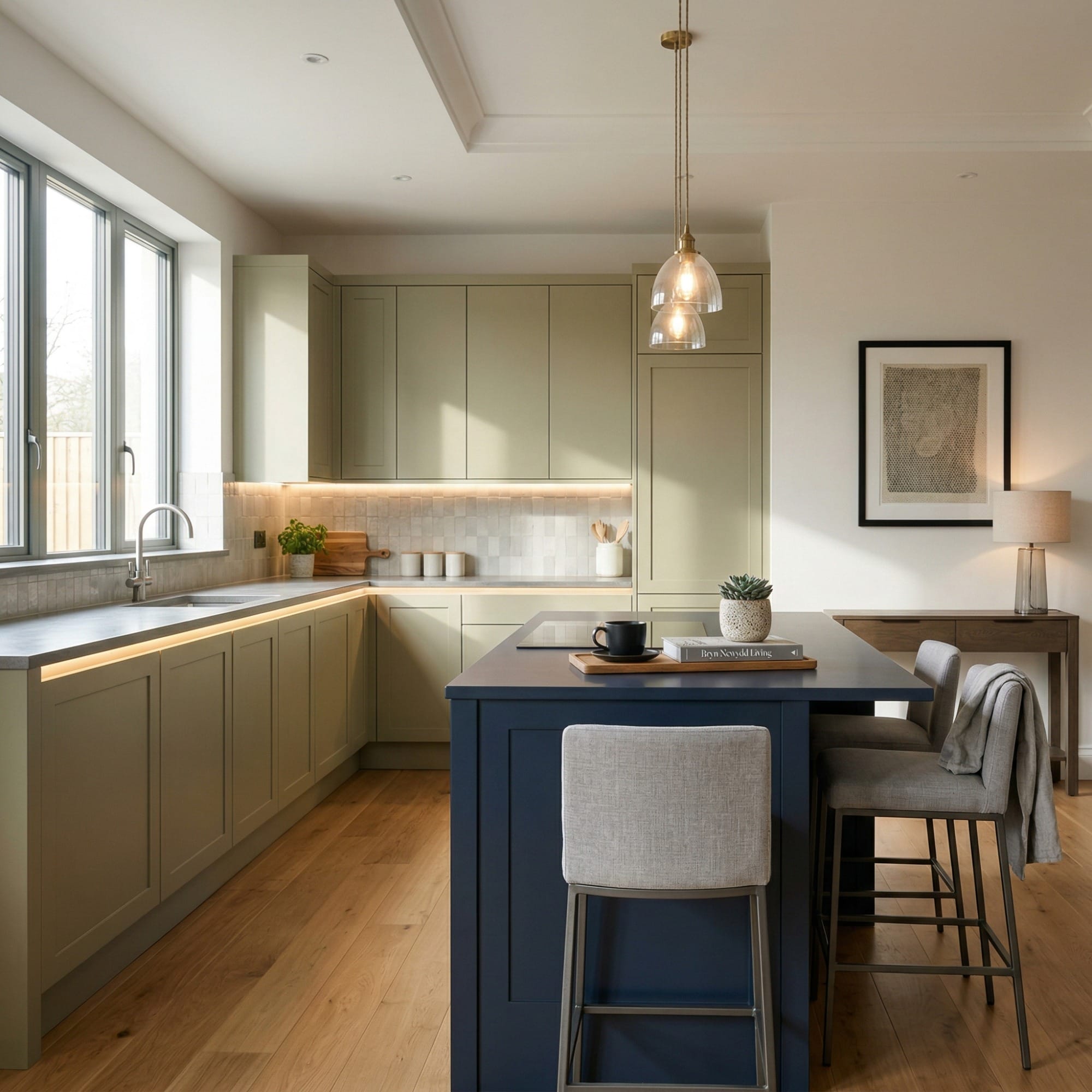 Bespoke kitchen island detail, contemporary in-frame cabinetry with quality joinery