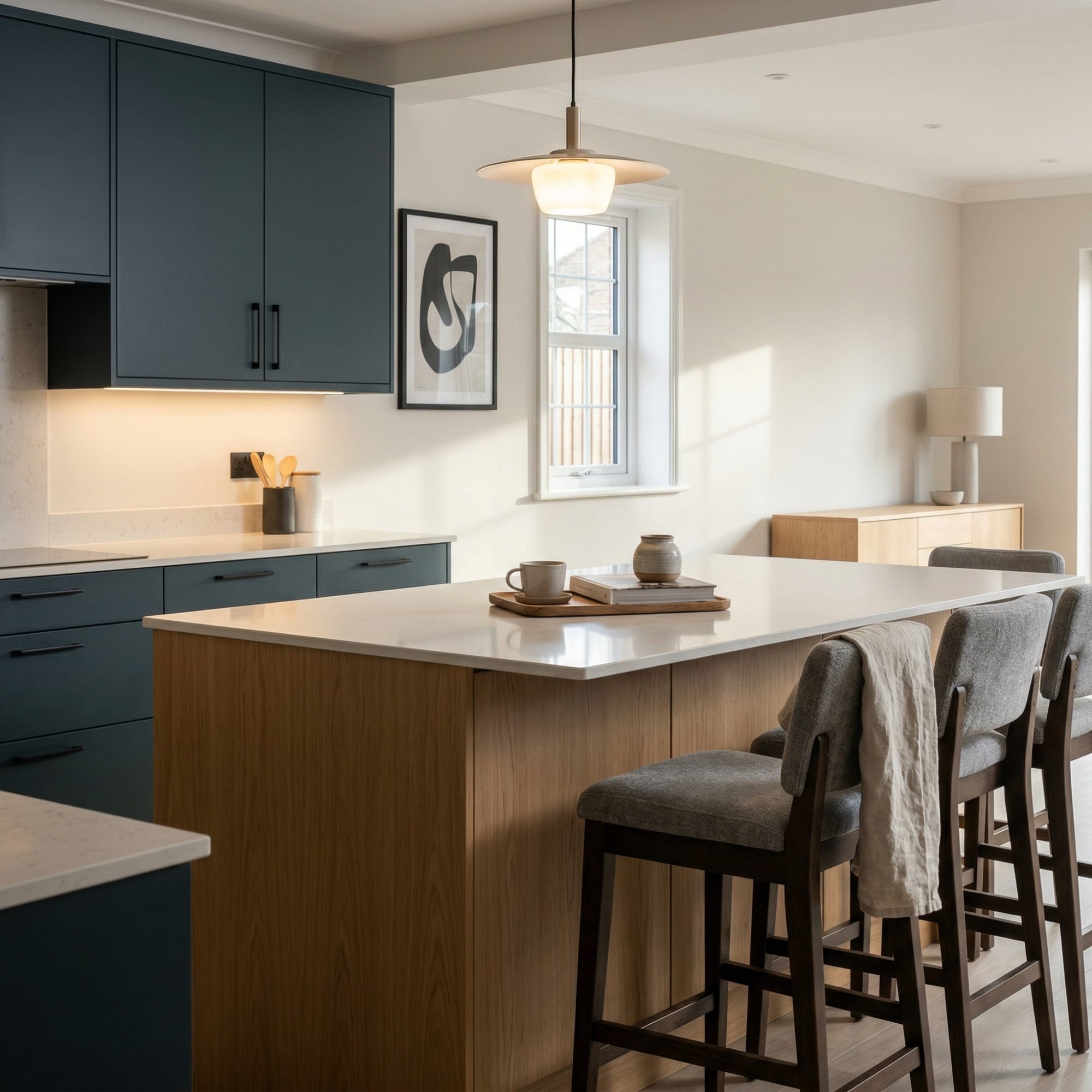 square1_800x800-48 Bespoke kitchen island detail, timber veneer slab-door cabinetry with quality joinery