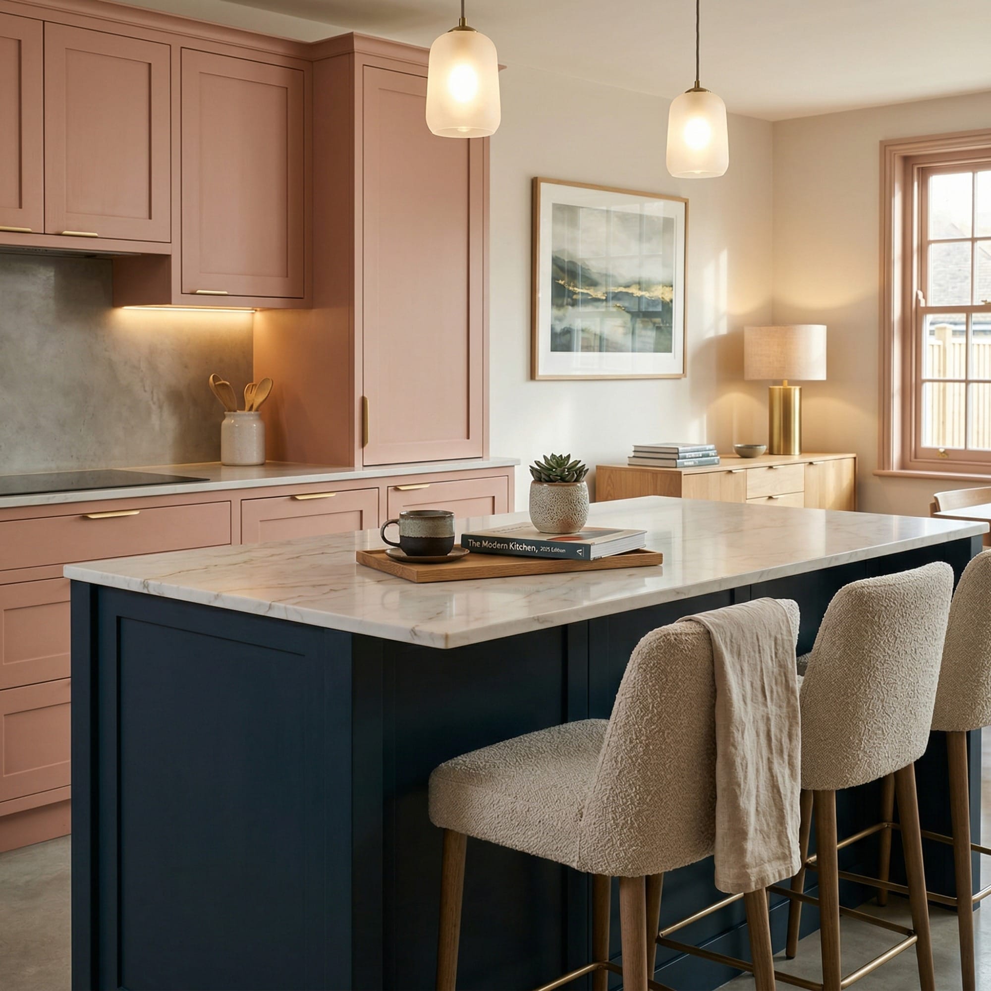 Kitchen island detail, modern shaker cabinetry with quality joinery by Mastercraft
