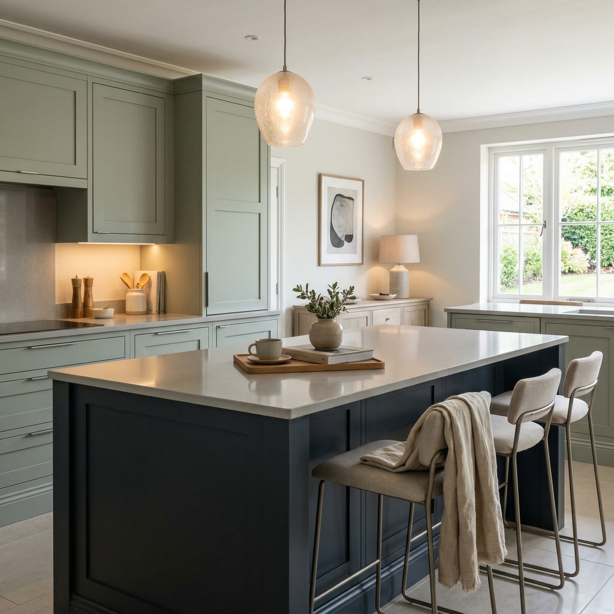 square1_800x800-72 Kitchen island detail, contemporary painted lay-on cabinetry with quality joinery by Mastercraft