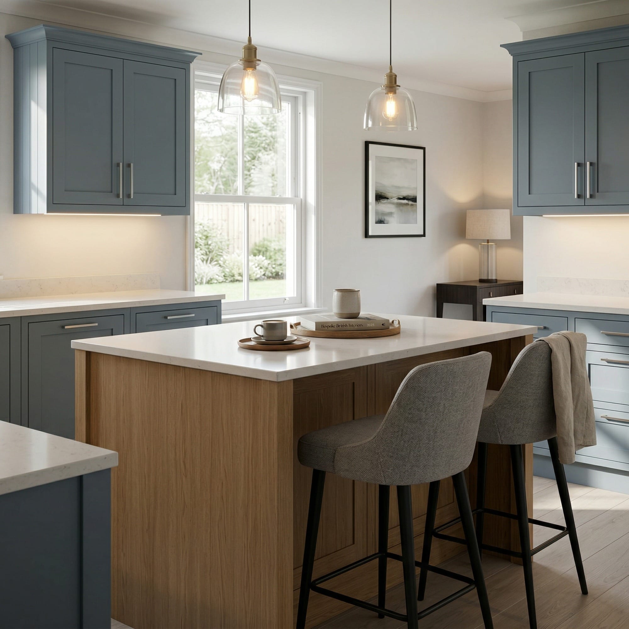 square1_800x800-84 Kitchen island detail, matt painted handleless slab cabinetry with quality joinery by Mastercraft