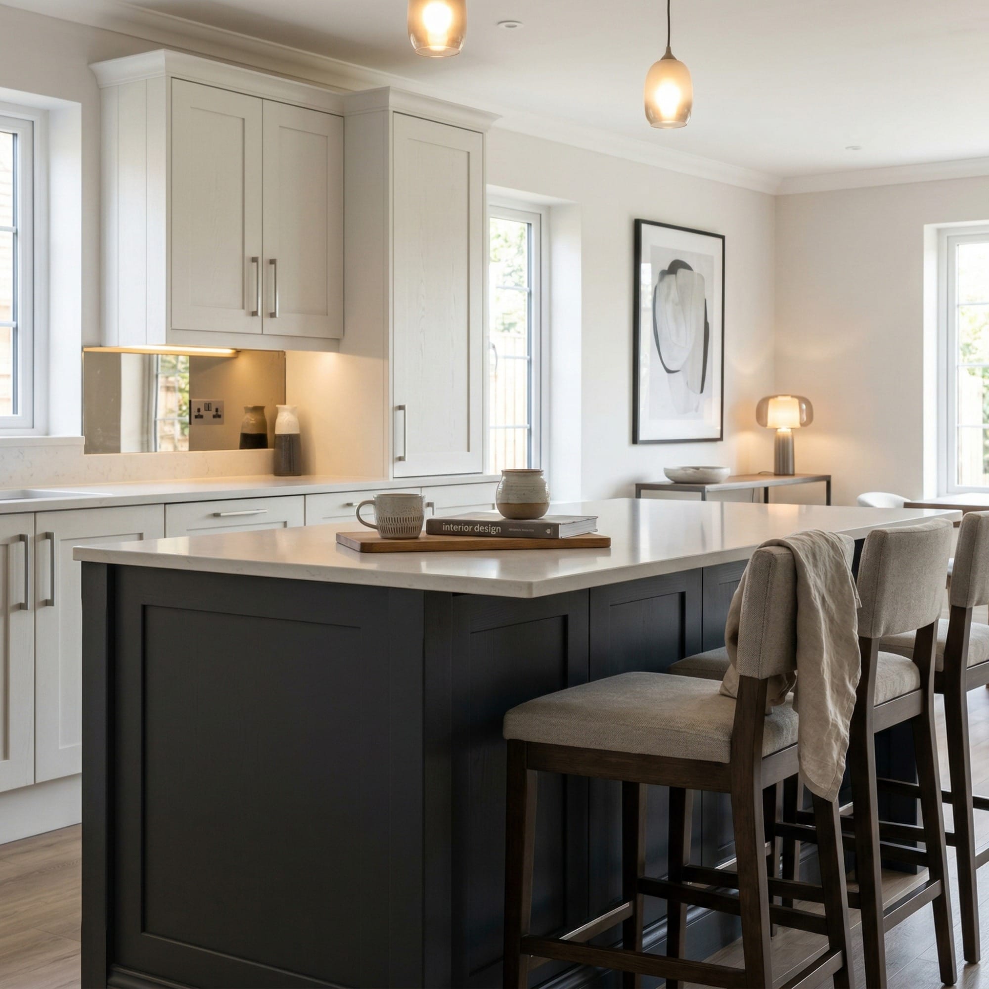 Kitchen island detail, modern shaker cabinetry with quality joinery by Mastercraft