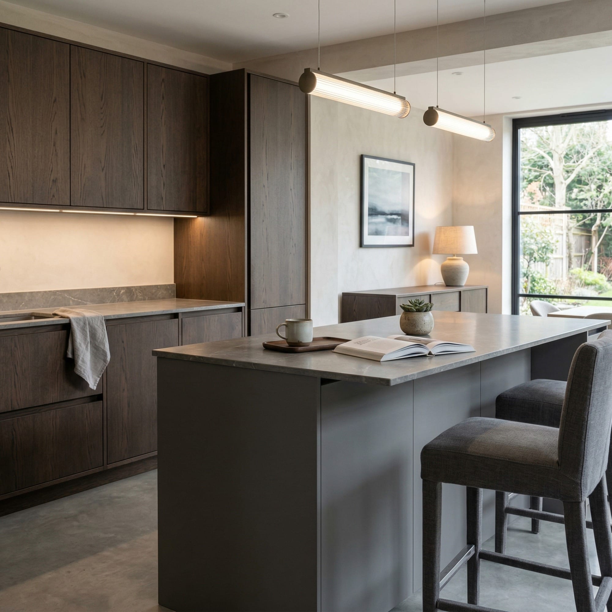 square1_800x800-90 Kitchen island detail, contemporary painted lay-on cabinetry with quality joinery by Mastercraft