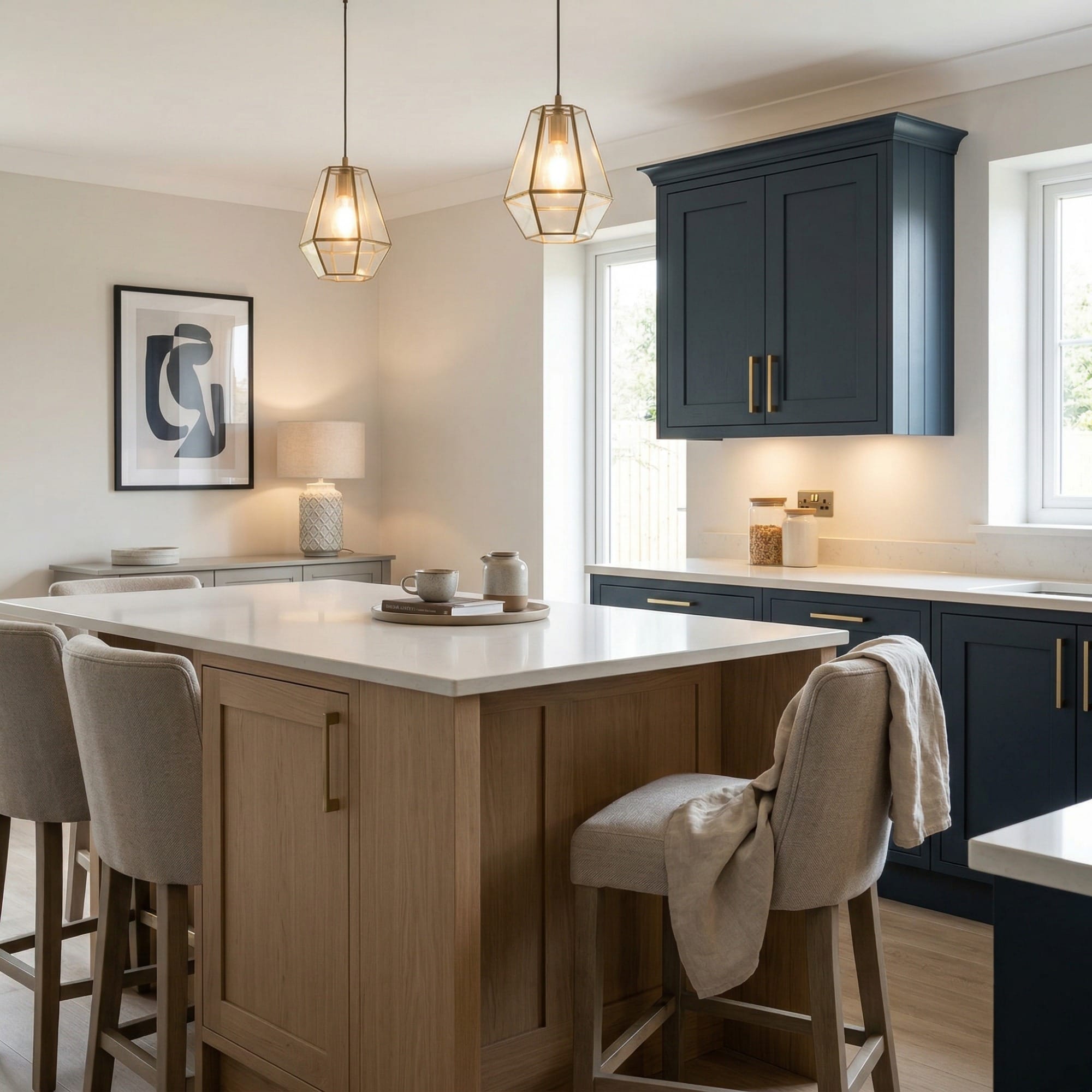 square1_800x800-94 Kitchen island detail, matt painted handleless slab cabinetry with quality joinery by Mastercraft