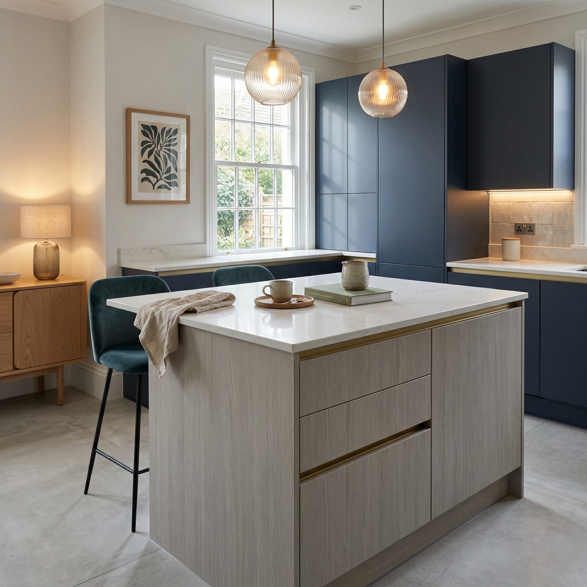 Kitchen island detail, modern shaker cabinetry with quality joinery by Mastercraft