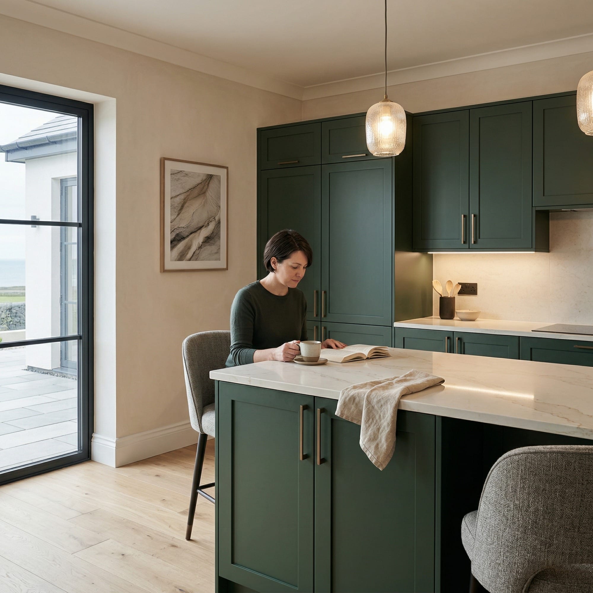 Bespoke kitchen designed for a Aberffraw home, quality materials and considered layout