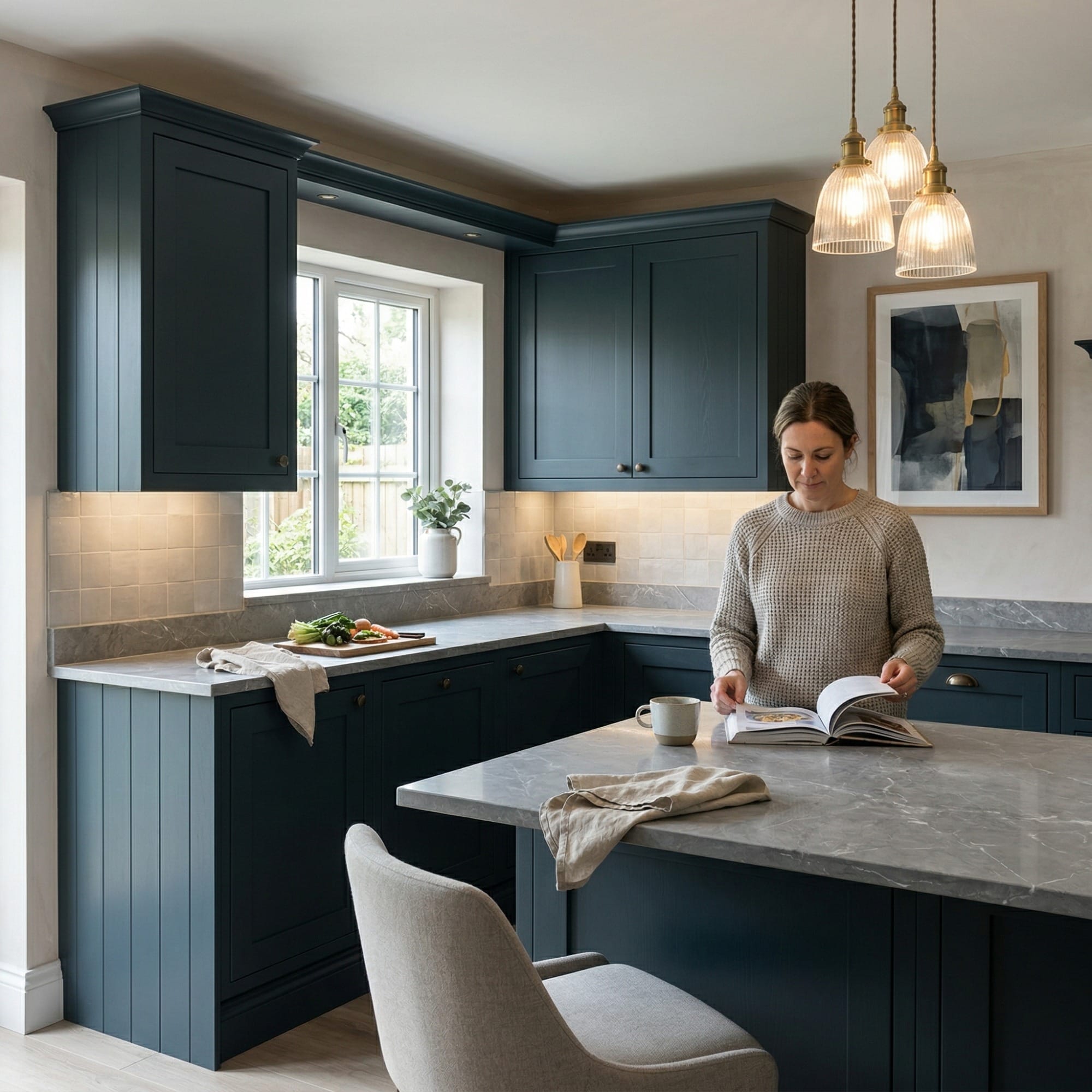 Bespoke kitchen designed for a Abererch home, quality materials and considered layout