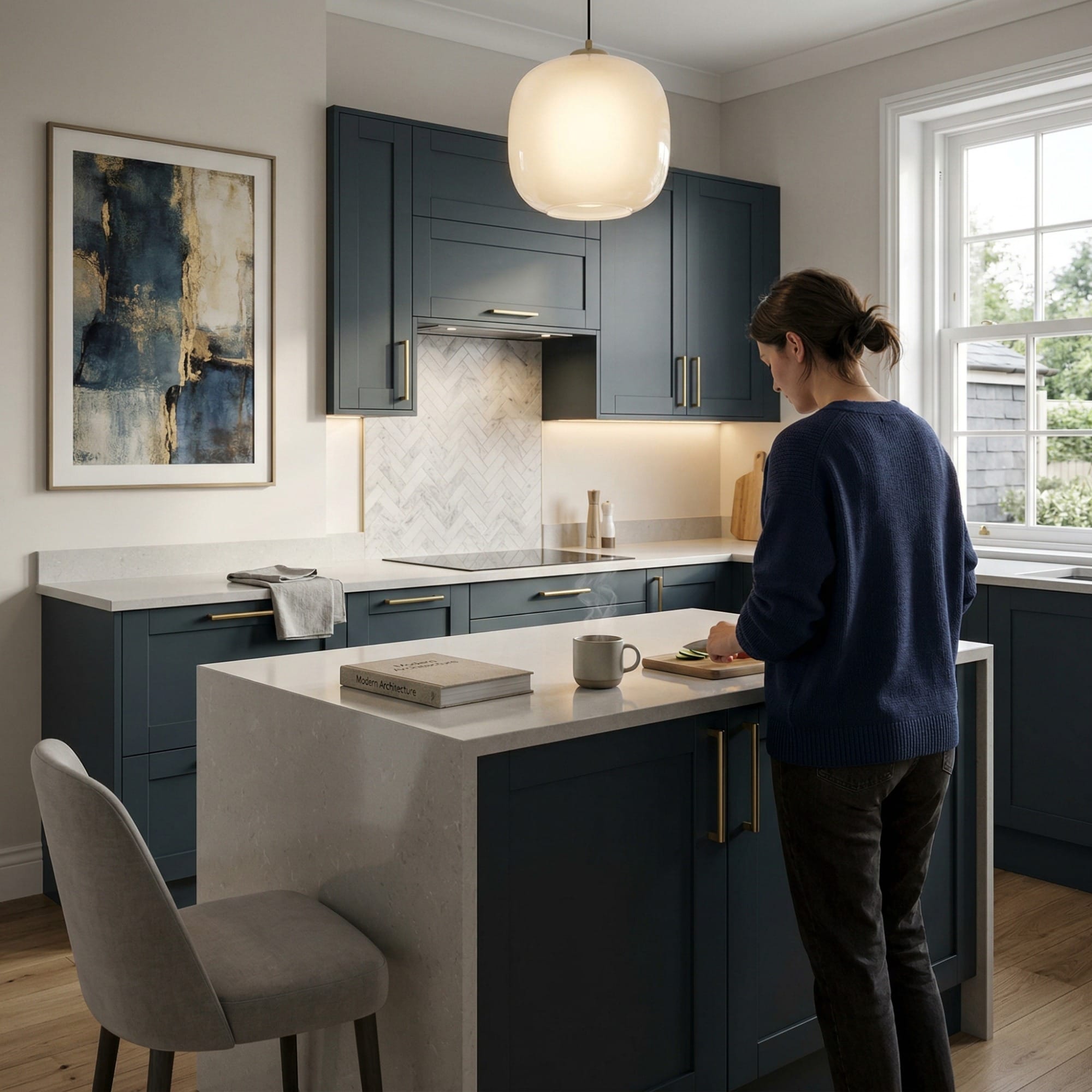 Bespoke kitchen designed for a Conwy home, quality materials and considered layout