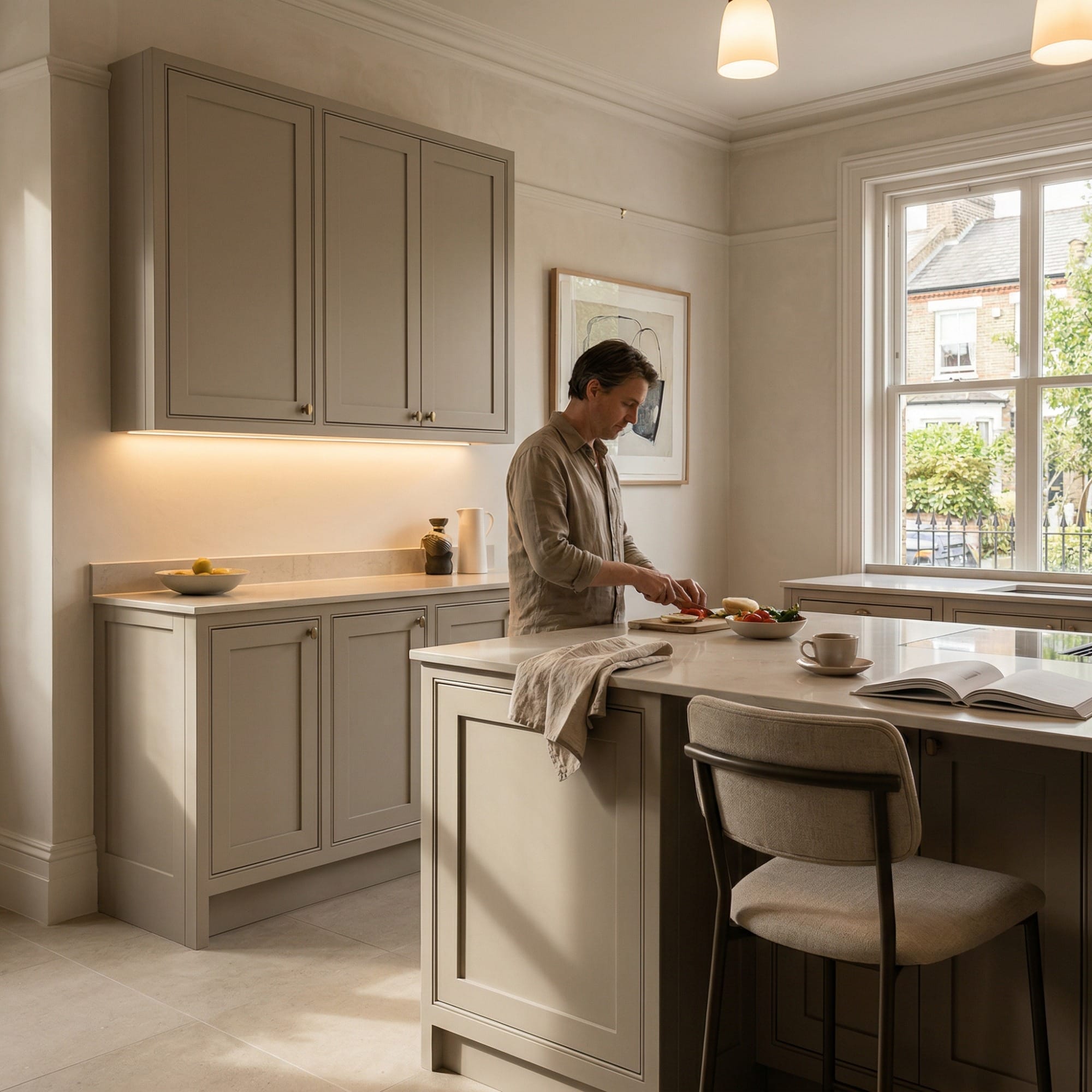 Bespoke kitchen designed for a Berwyn home, quality materials and considered layout