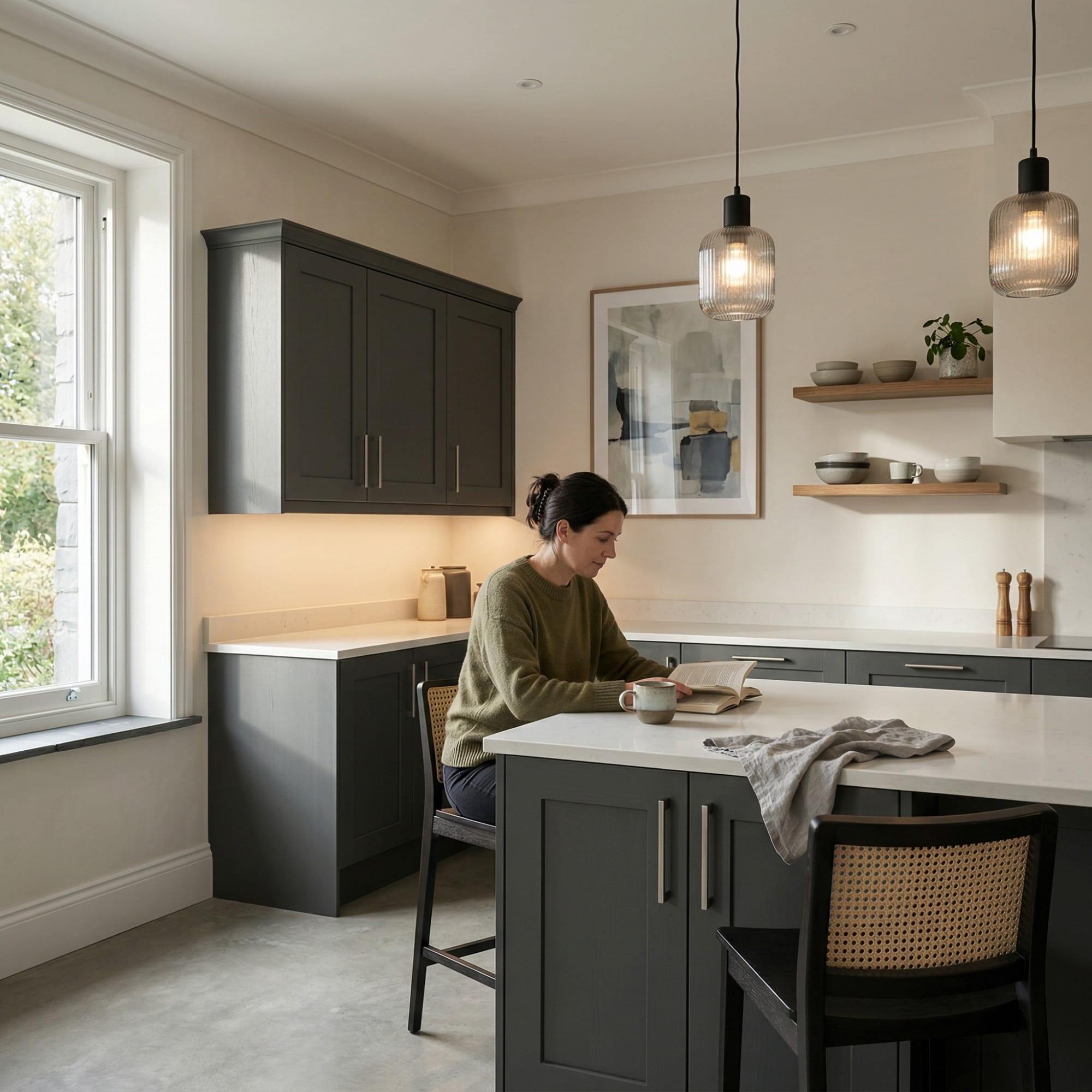Bespoke kitchen designed for a Carrog home, quality materials and considered layout