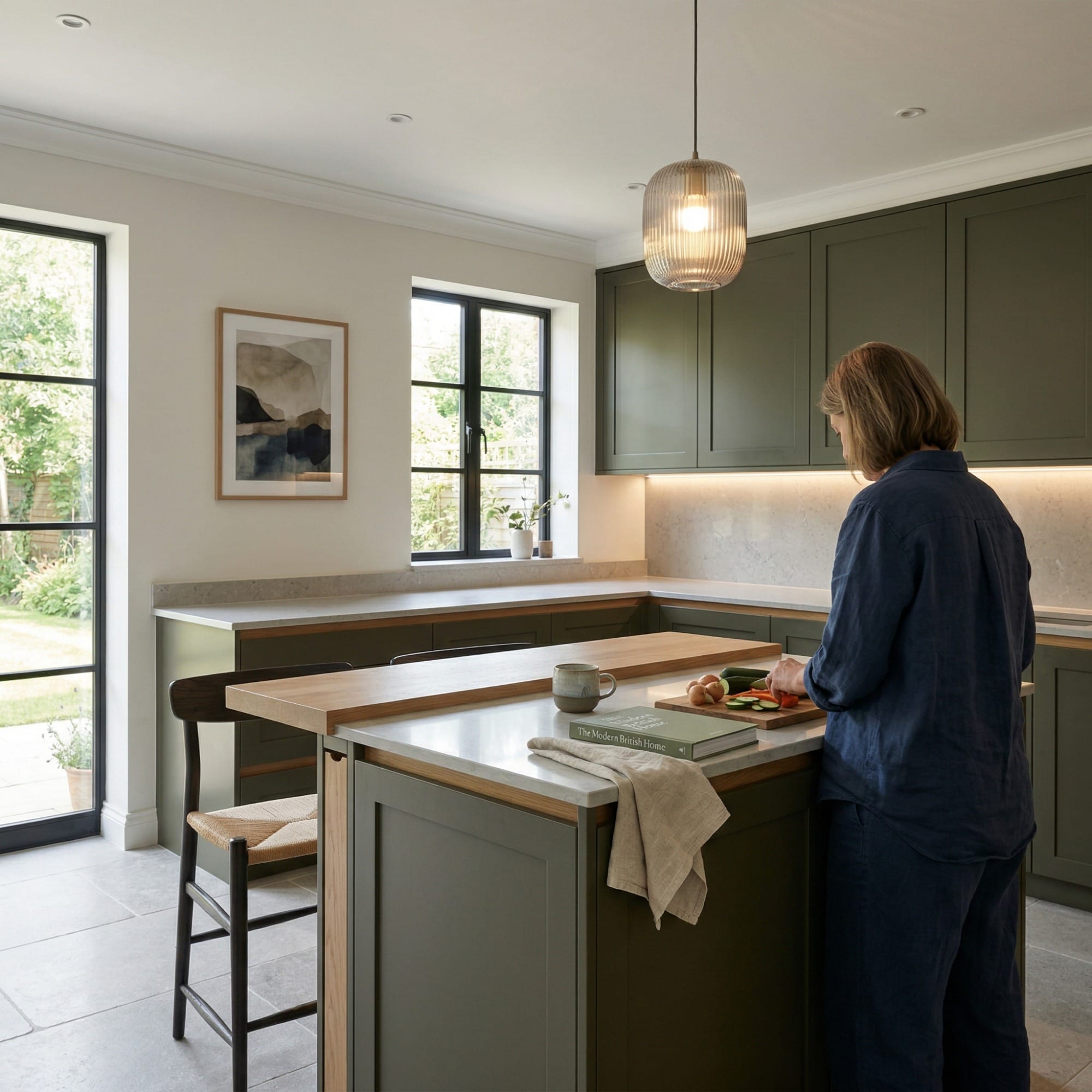 Bespoke kitchen designed for a Broughton home, quality materials and considered layout