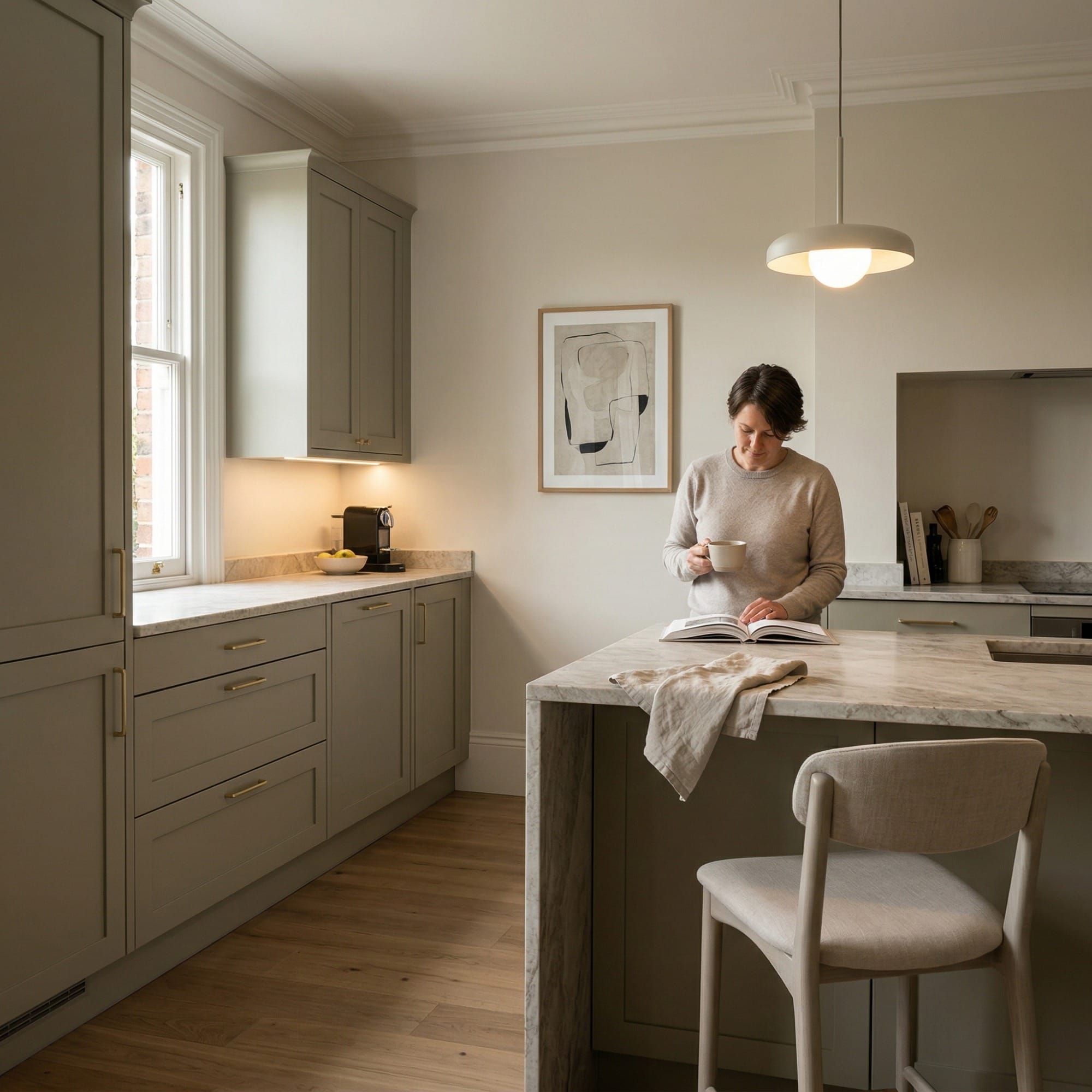 Bespoke kitchen designed for a Brynford home, quality materials and considered layout
