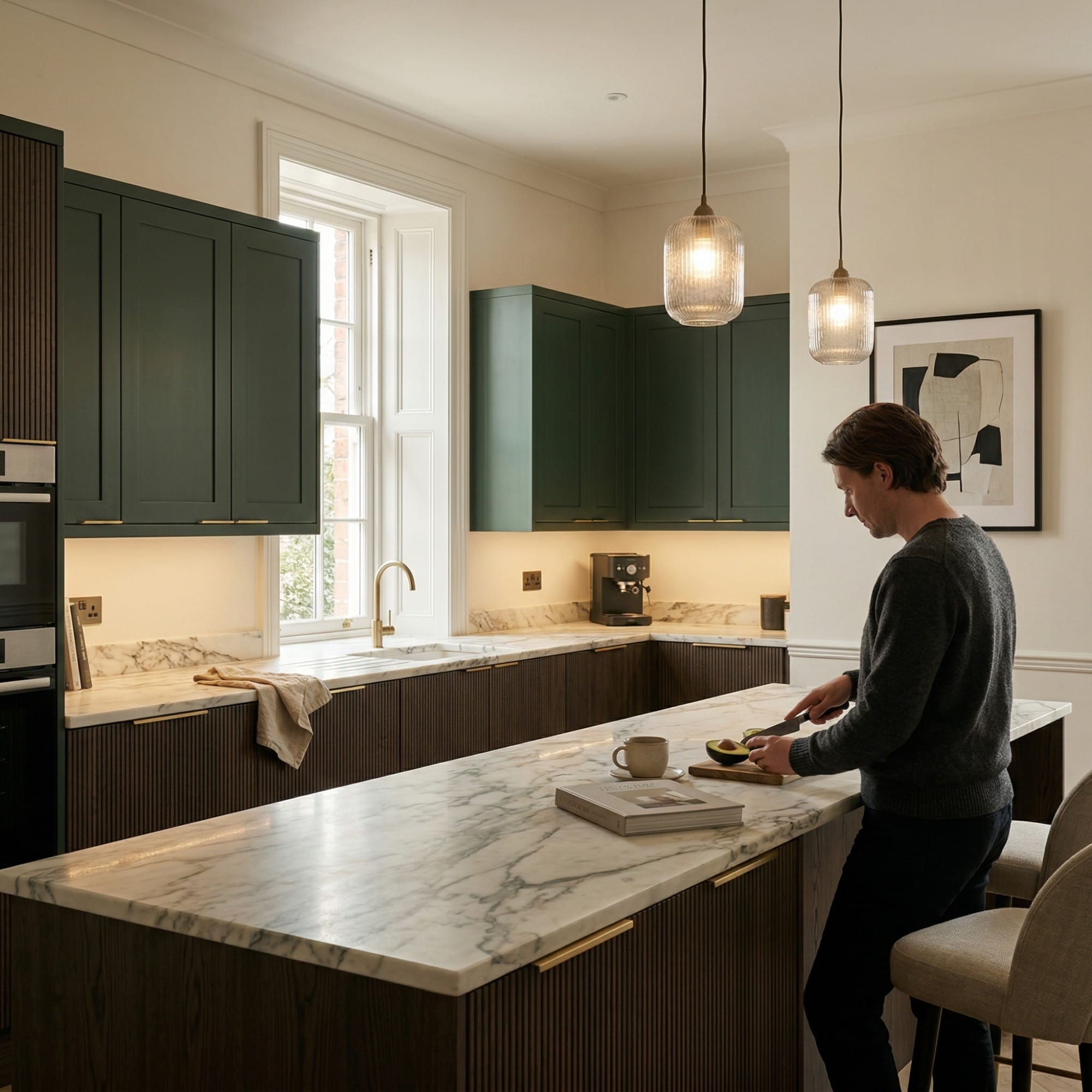 Bespoke kitchen designed for a Wrexham home, quality materials and considered layout