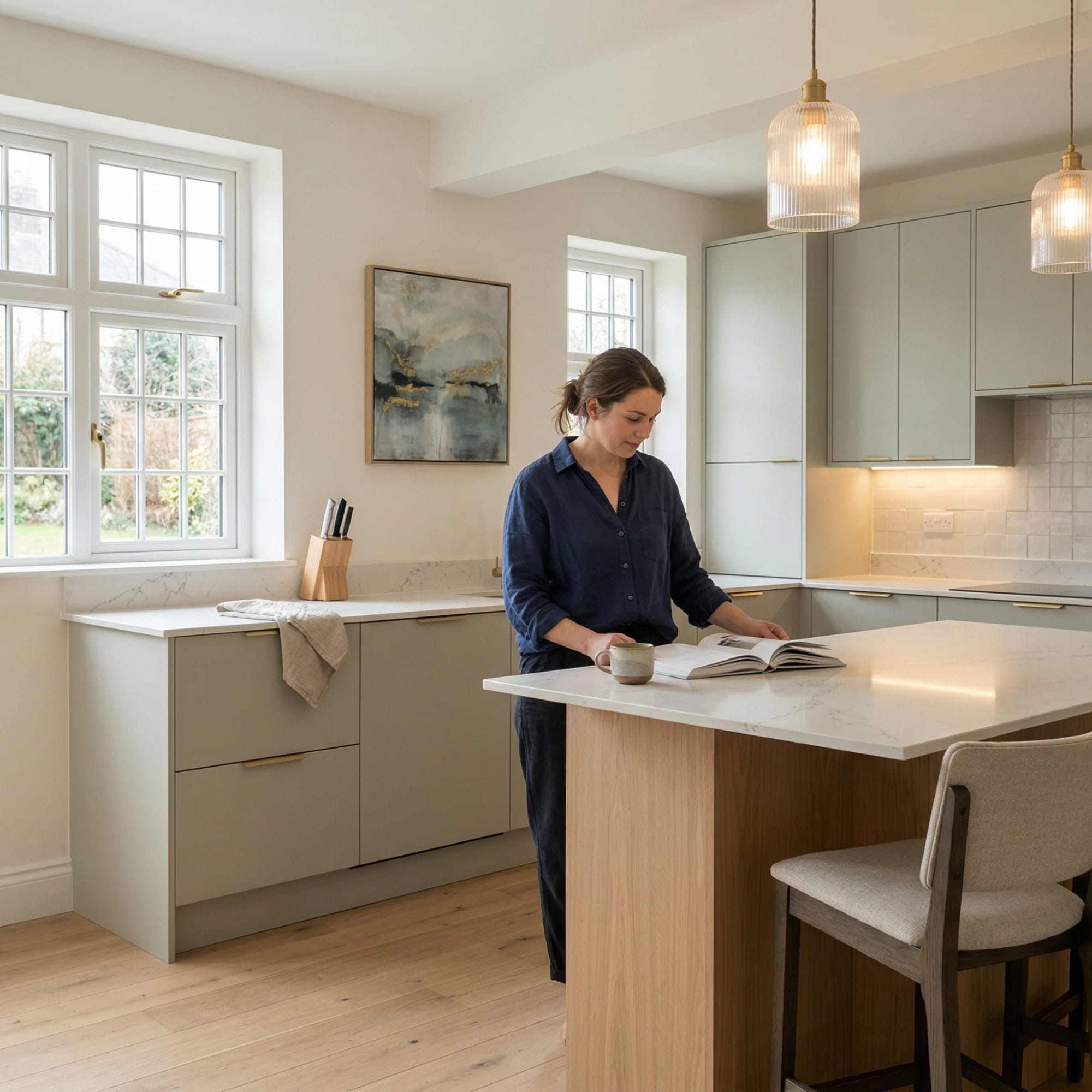 Bespoke kitchen designed for a Caernarfon home, quality materials and considered layout