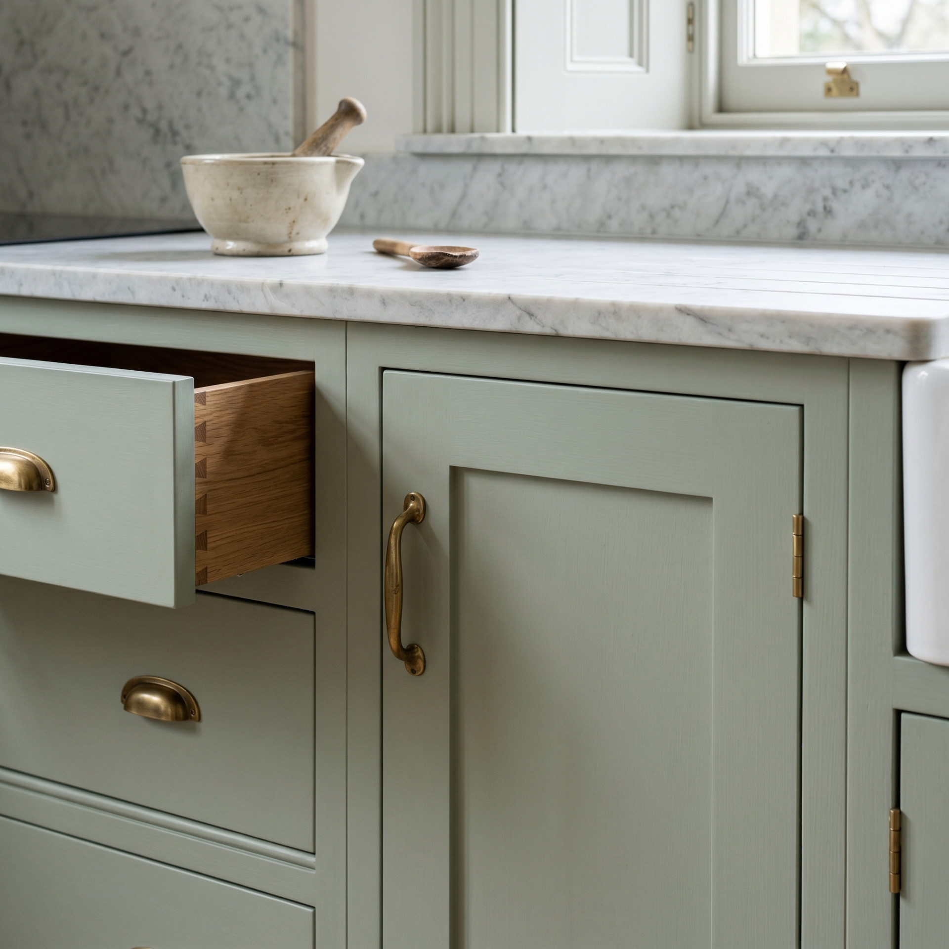 Close-up kitchen detail showing crafted cabinetry, premium finishes and design-led joinery in a Mastercraft-inspired interior created to illustrate Designing a kitchen that works hard when you cook seriously