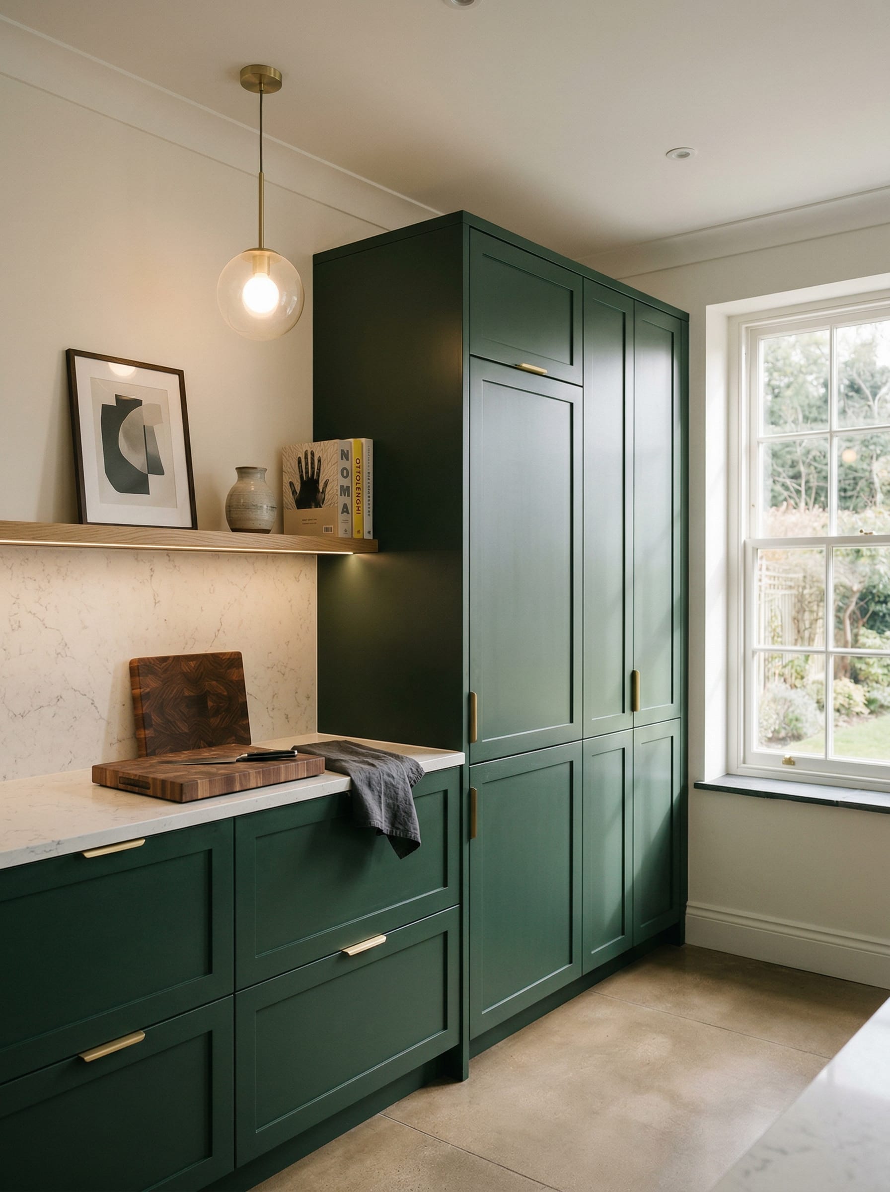 portrait1_600x800 Tall view of full-height bespoke kitchen cabinetry in a East Anglia home, timber veneer slab-door cabinetry