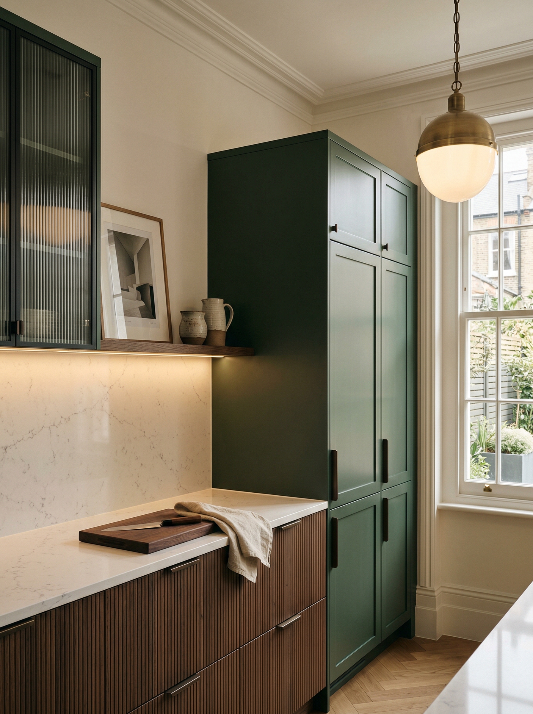 portrait1_600x800 Tall view of full-height bespoke kitchen cabinetry in a London home, contemporary painted lay-on cabinetry