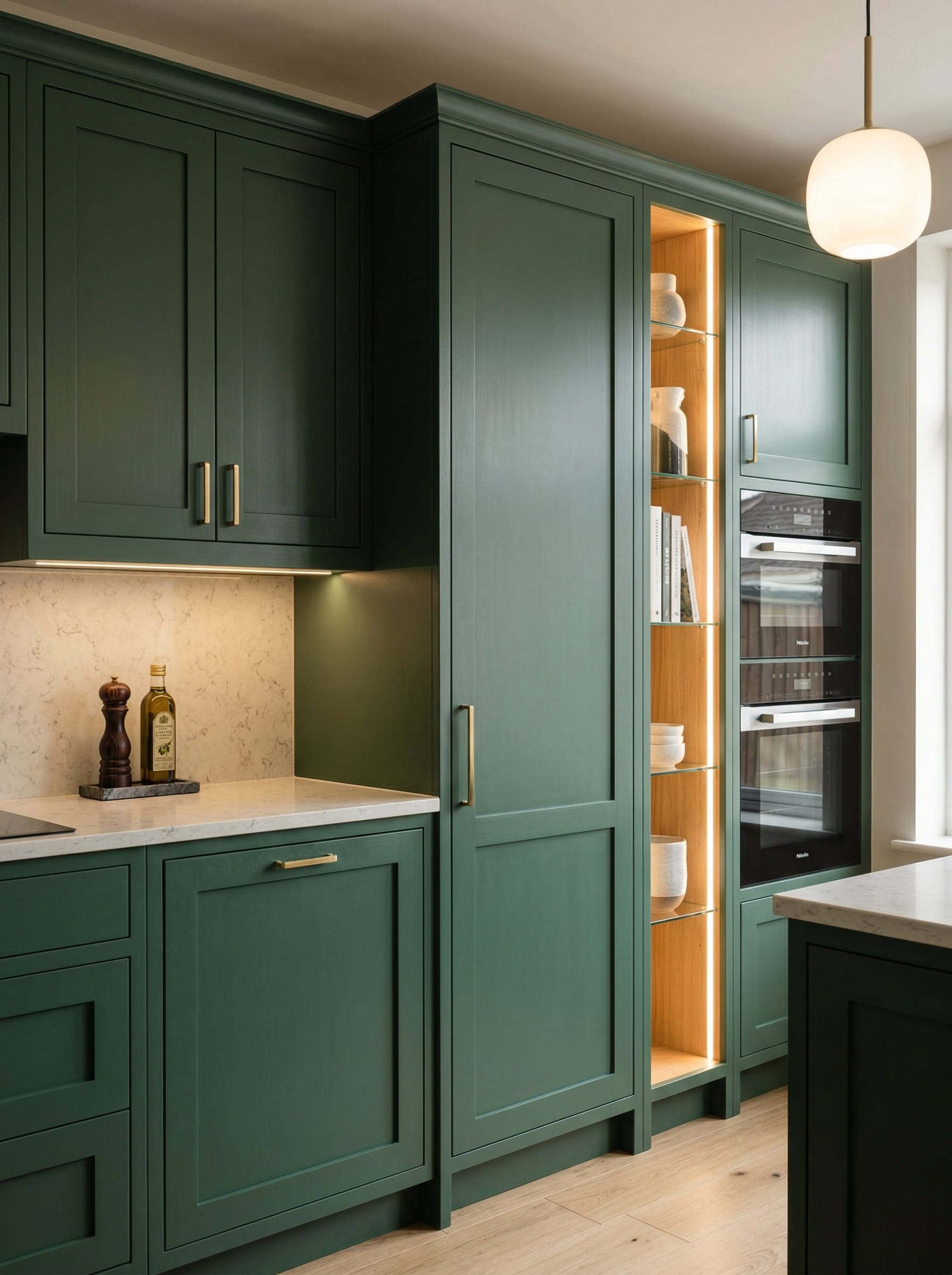 Bespoke kitchen installation, full-height cabinetry and considered storage design