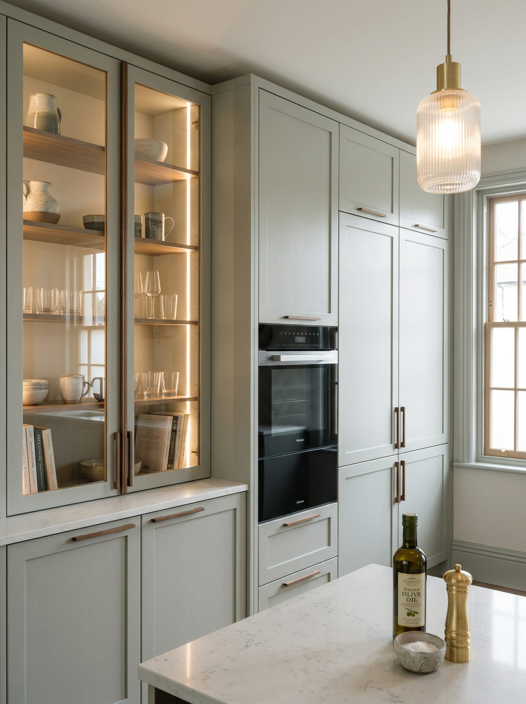 Bespoke kitchen installation, full-height cabinetry and considered storage design