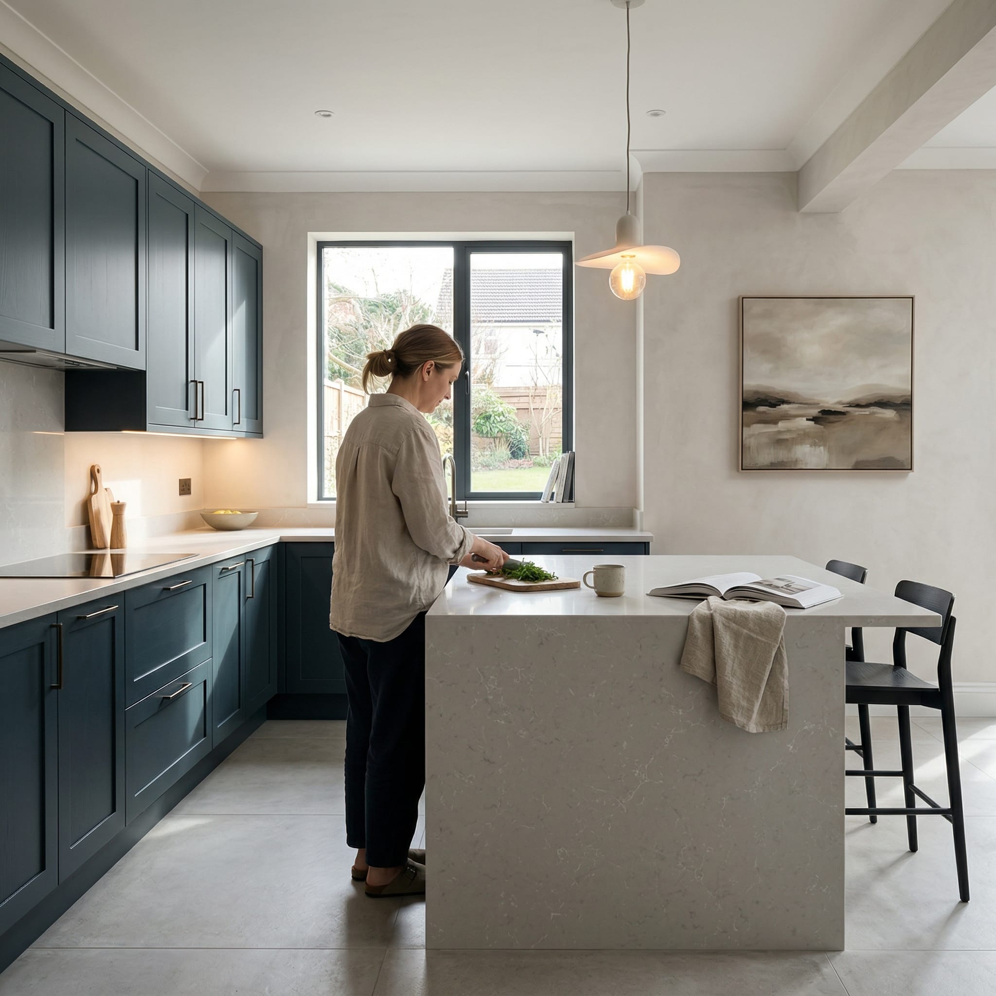 Bespoke kitchen designed for a Aberdare home, quality materials and considered layout