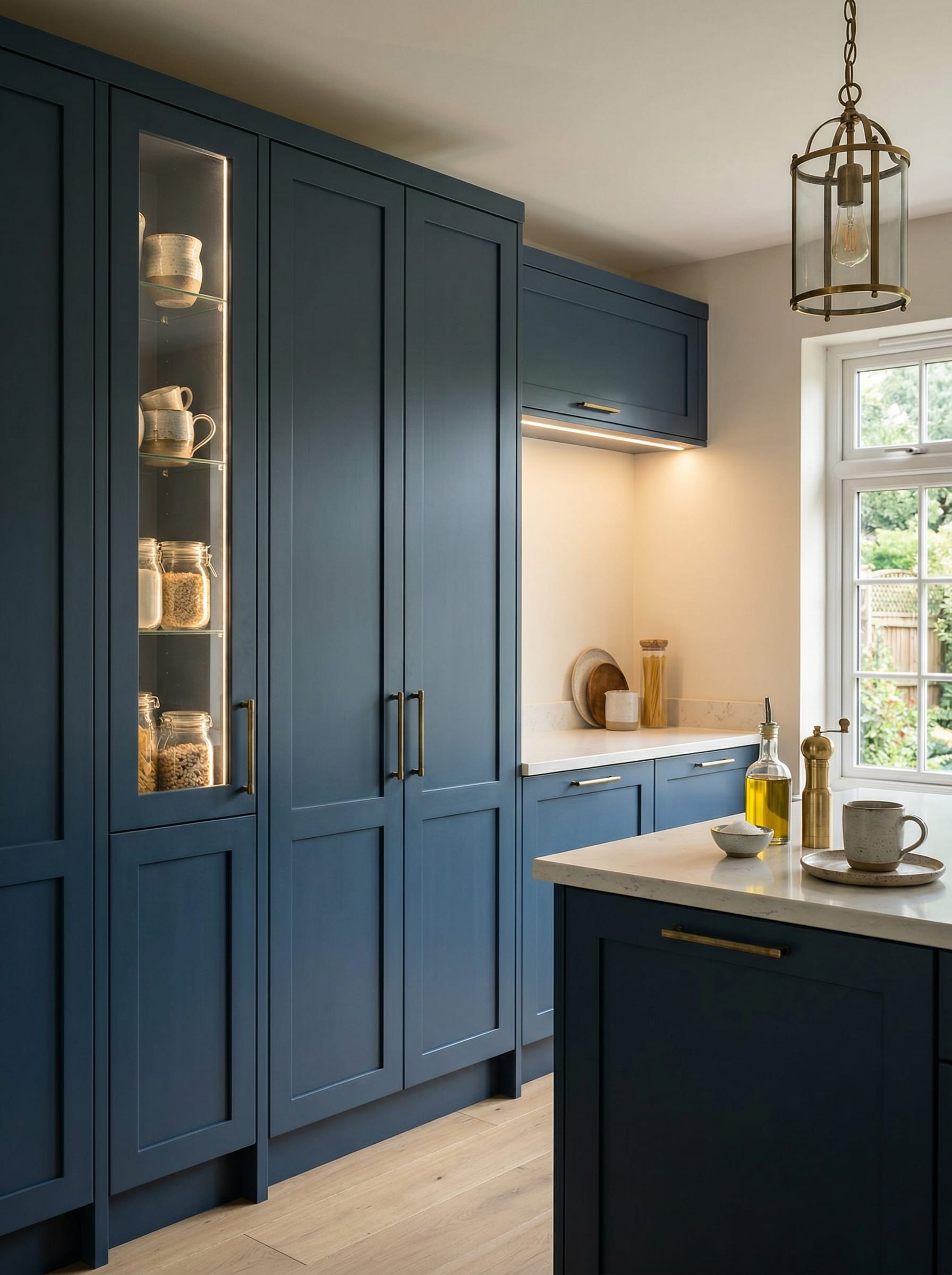 Bespoke kitchen installation, full-height cabinetry and considered storage design