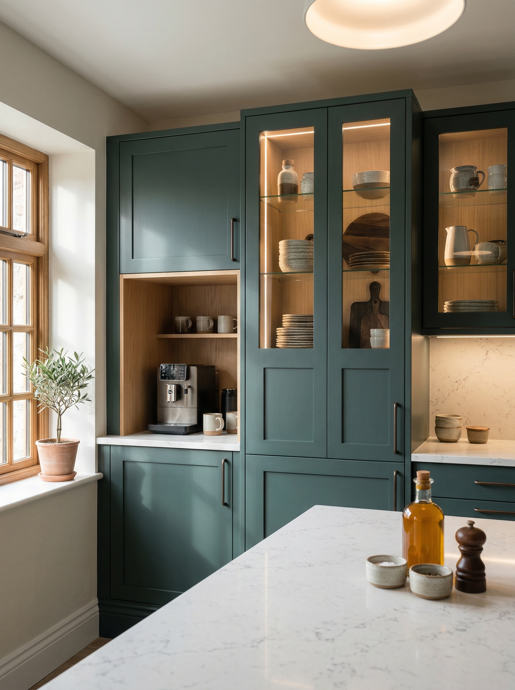 Bespoke kitchen installation, full-height cabinetry and considered storage design